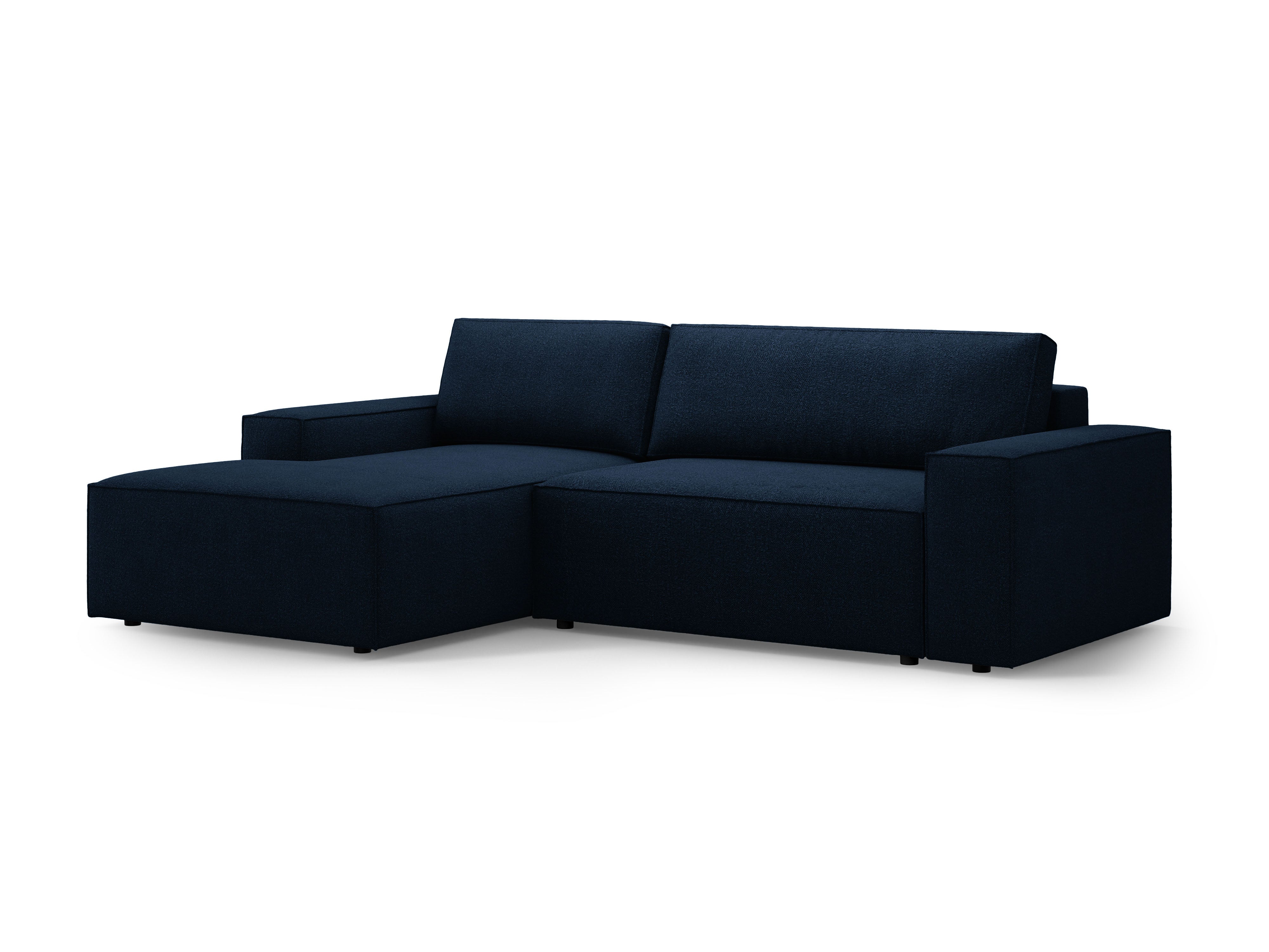 Left-facing corner sofa bed JODIE dark blue boucle