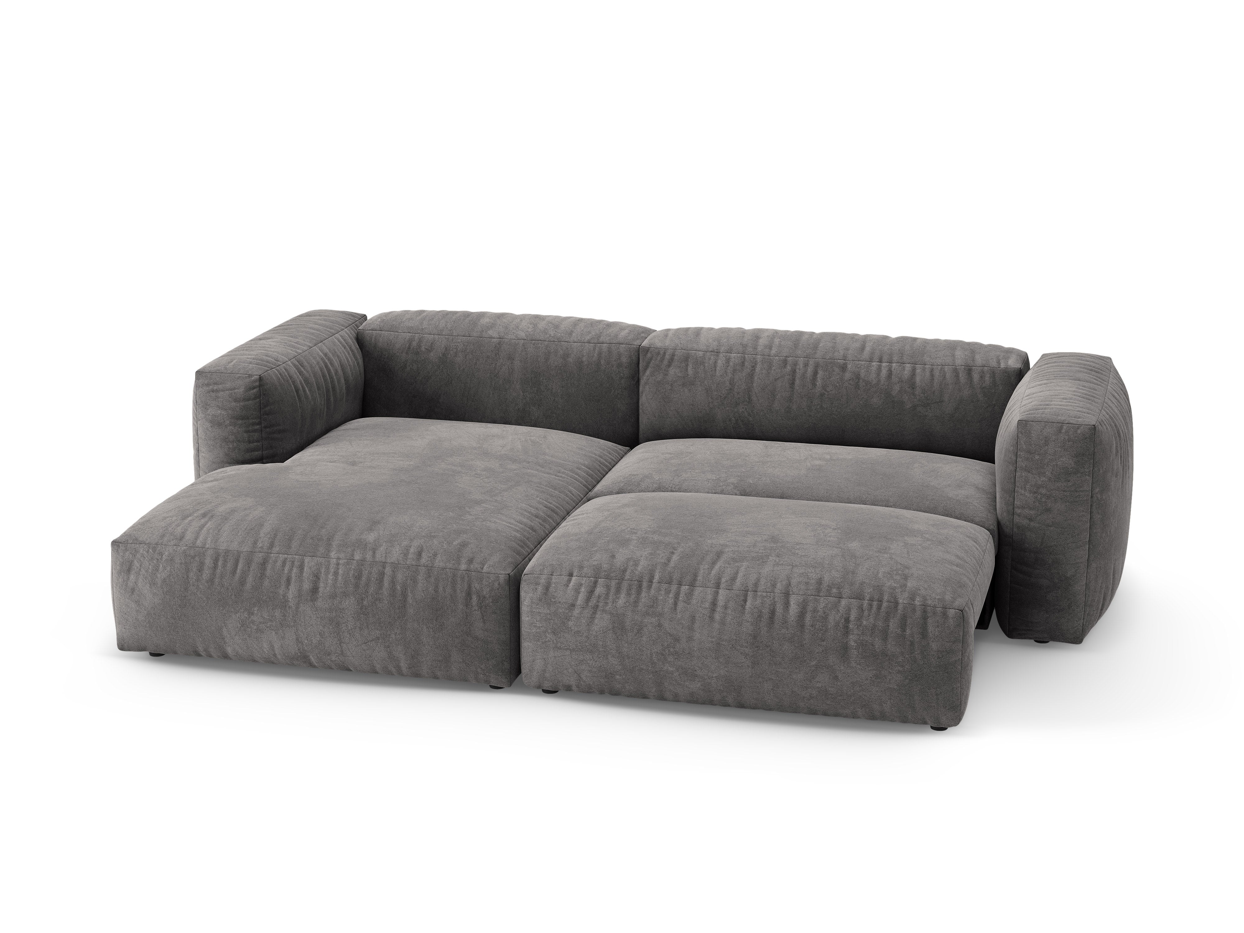 Samt-Ecksofa links mit Schlaffunktion MARTINA grau