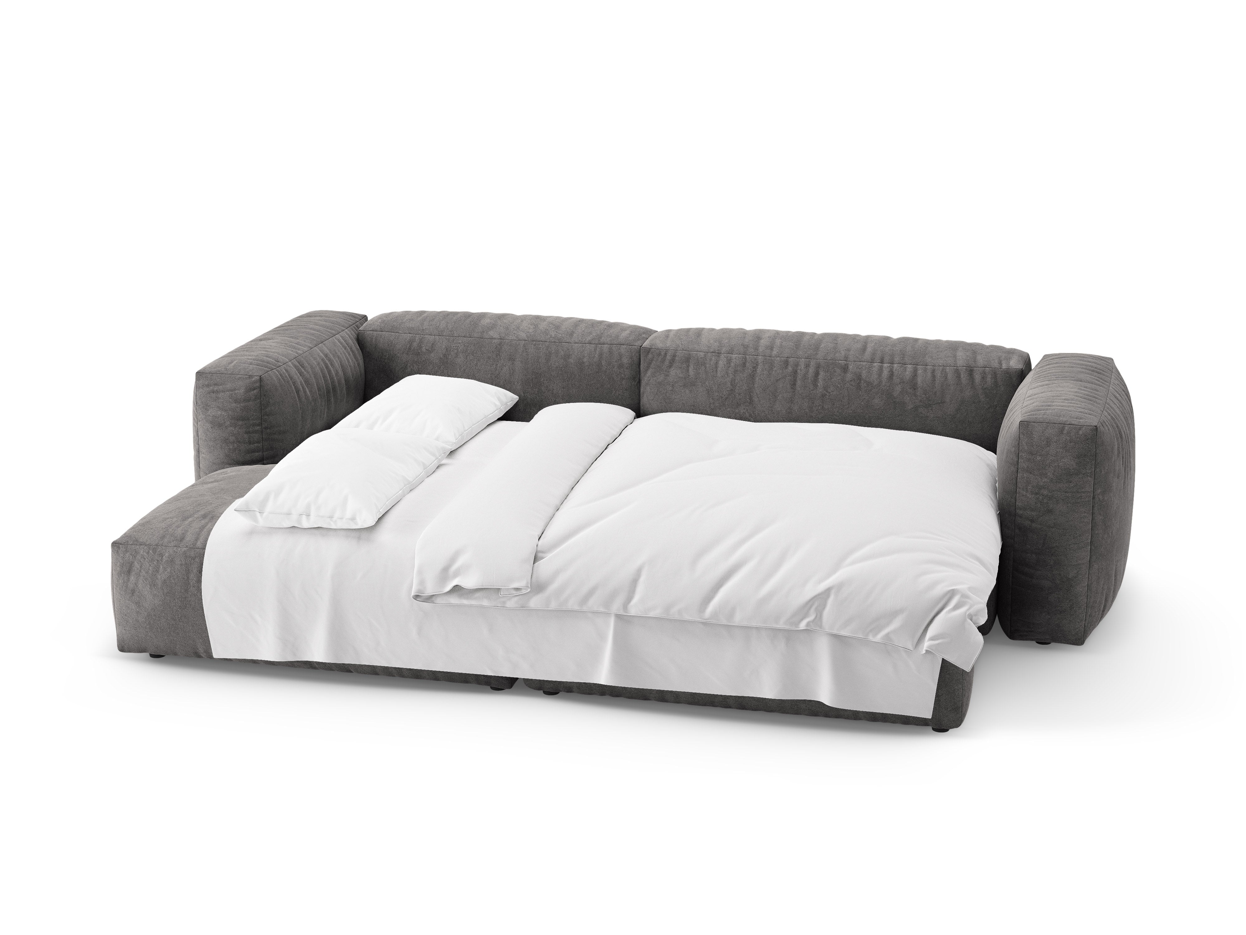 Samt-Ecksofa links mit Schlaffunktion MARTINA grau