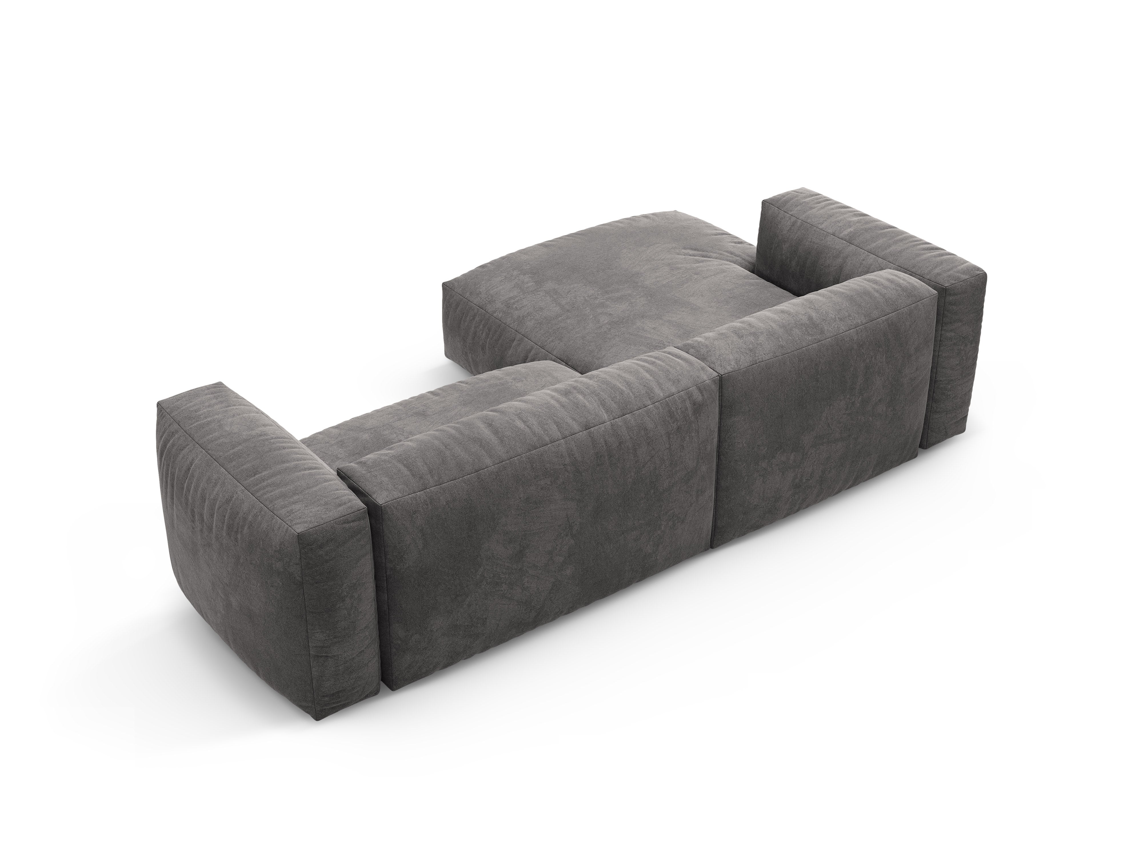 Samt-Ecksofa links mit Schlaffunktion MARTINA grau