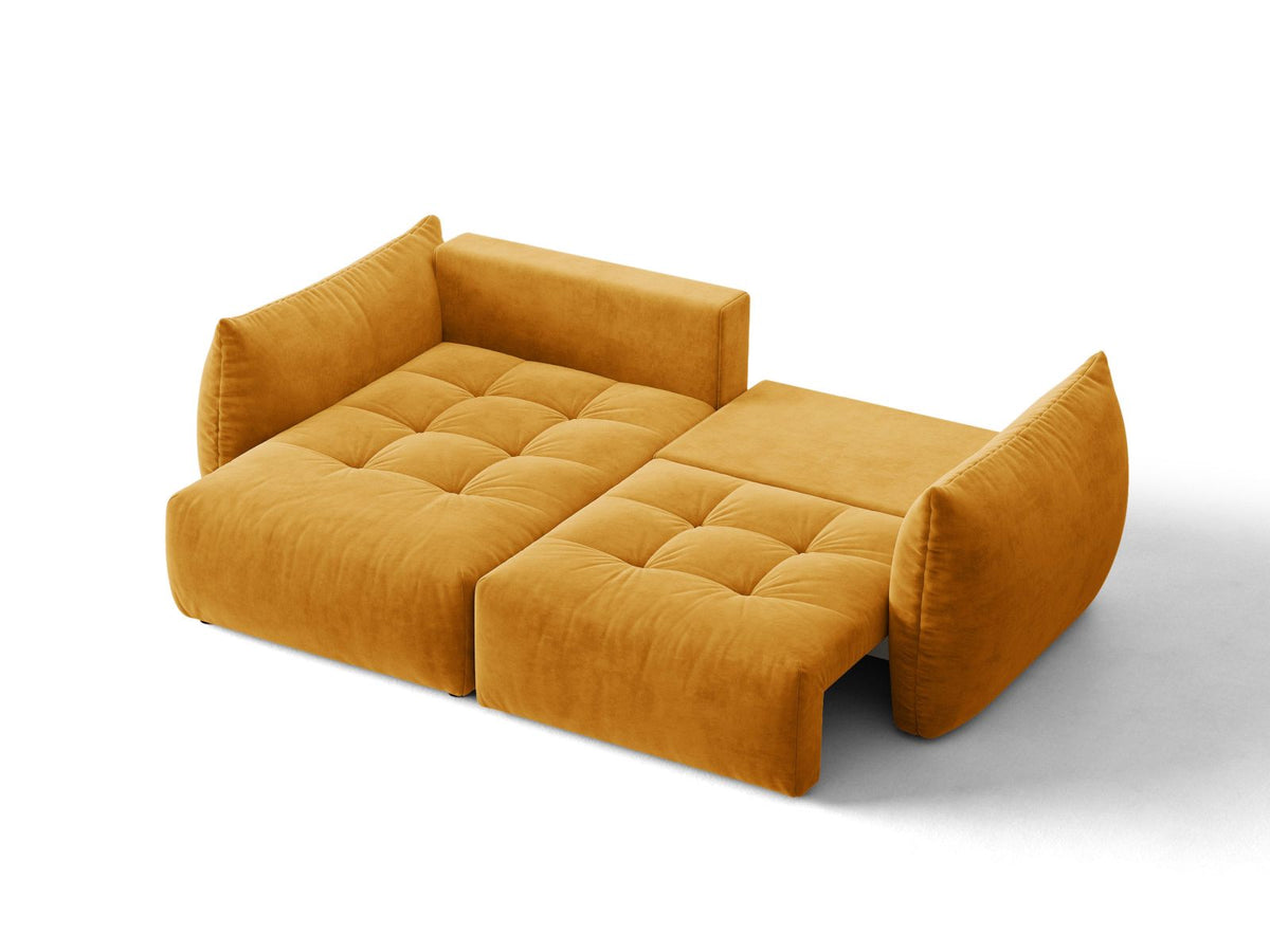 Narożnik aksamitny lewostronny z funkcją spania BLOOM żółty – ujęcie 6