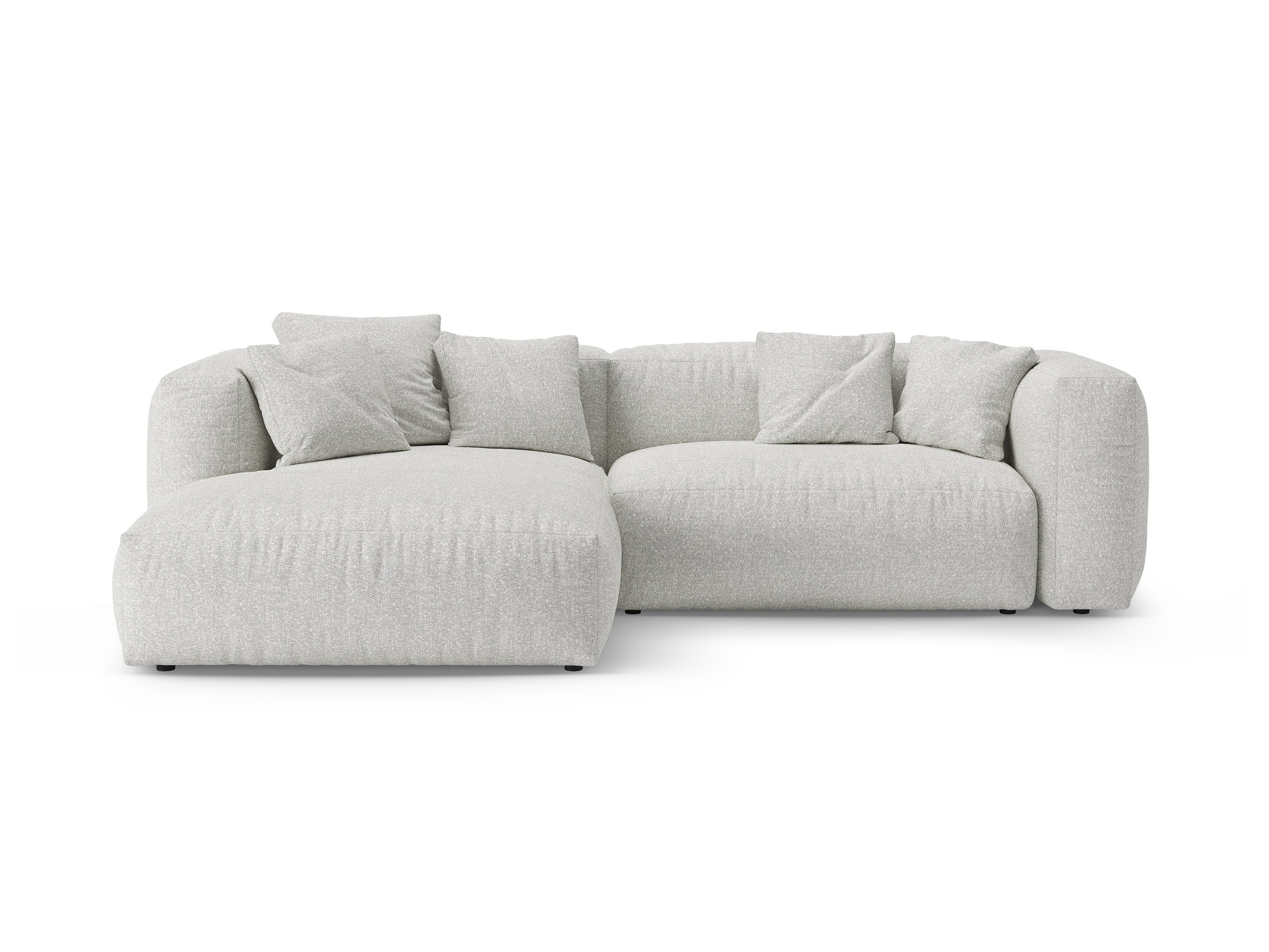 Ecksofa links mit Schlaffunktion MARTINA grau-beige Melange Boucle