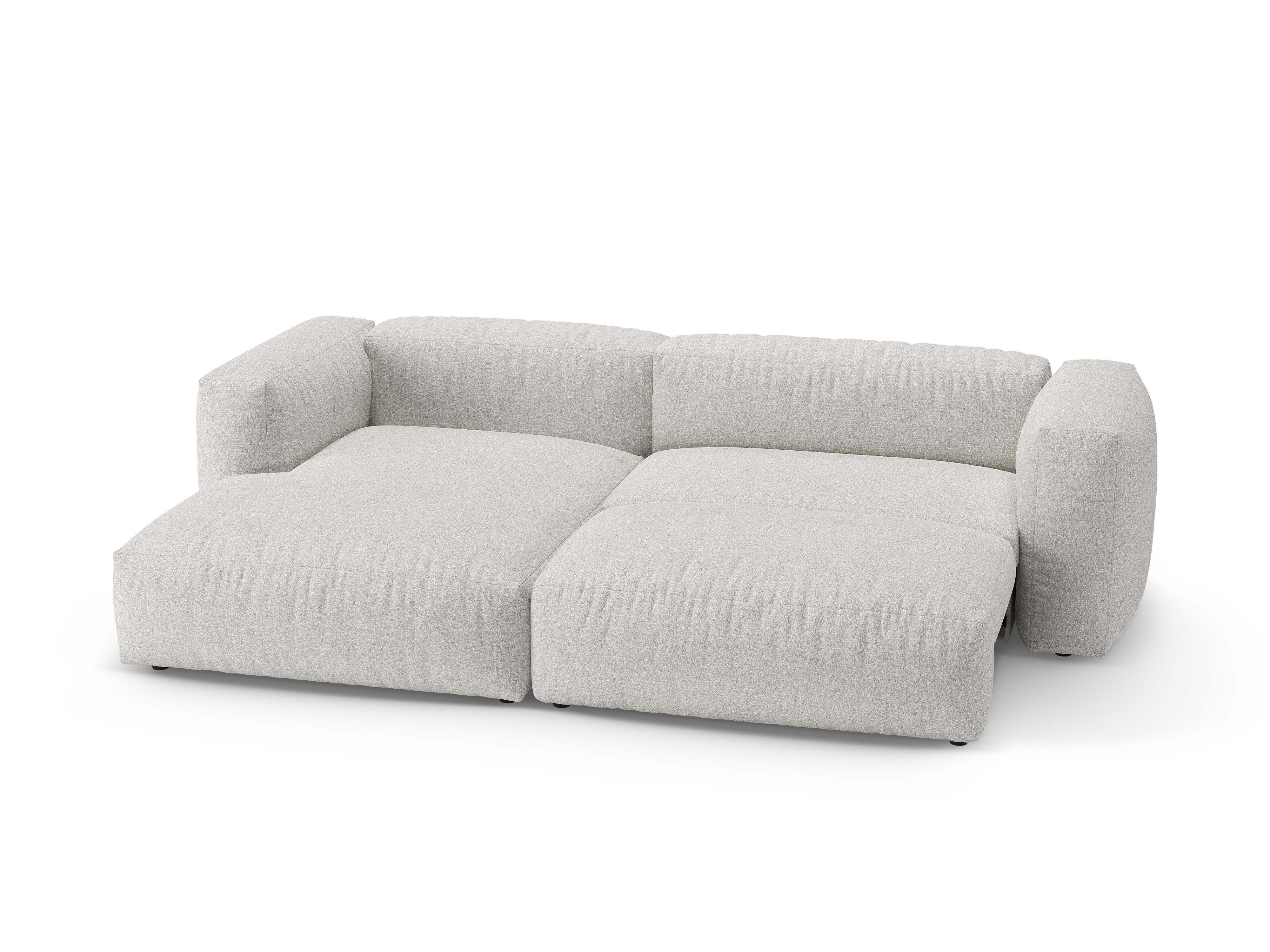 Ecksofa links mit Schlaffunktion MARTINA grau-beige Melange Boucle