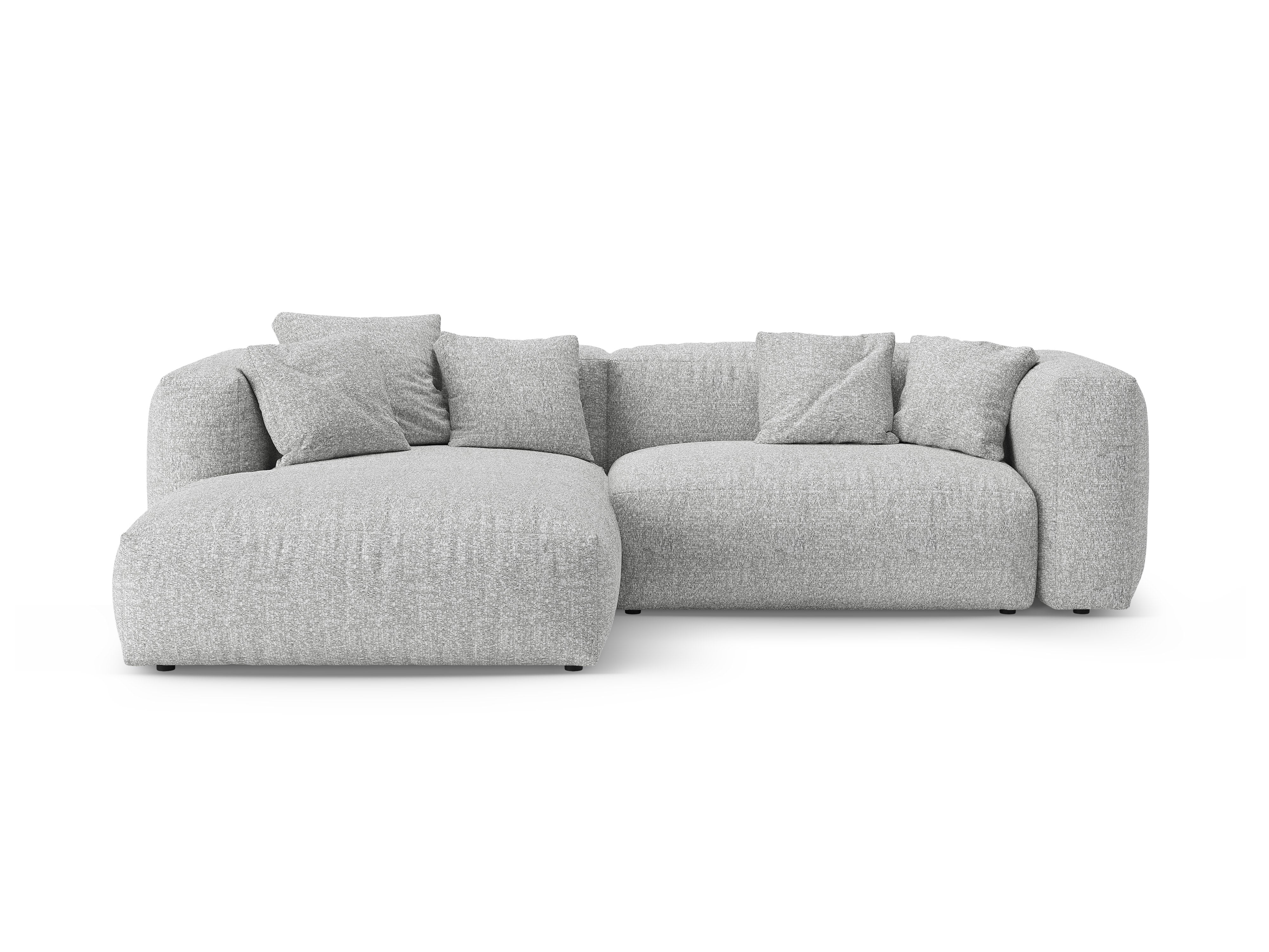 Links hoekbank met slaapfunctie MARTINA zilver boucle
