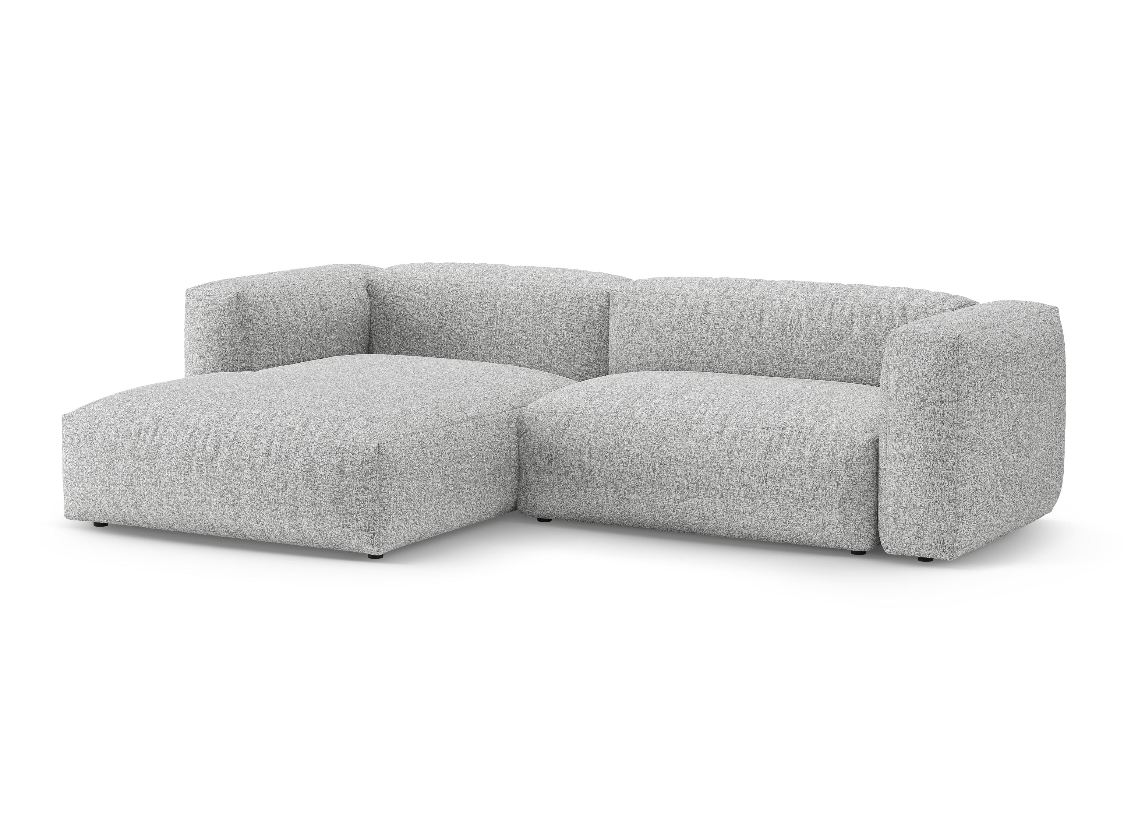 Links hoekbank met slaapfunctie MARTINA zilver boucle