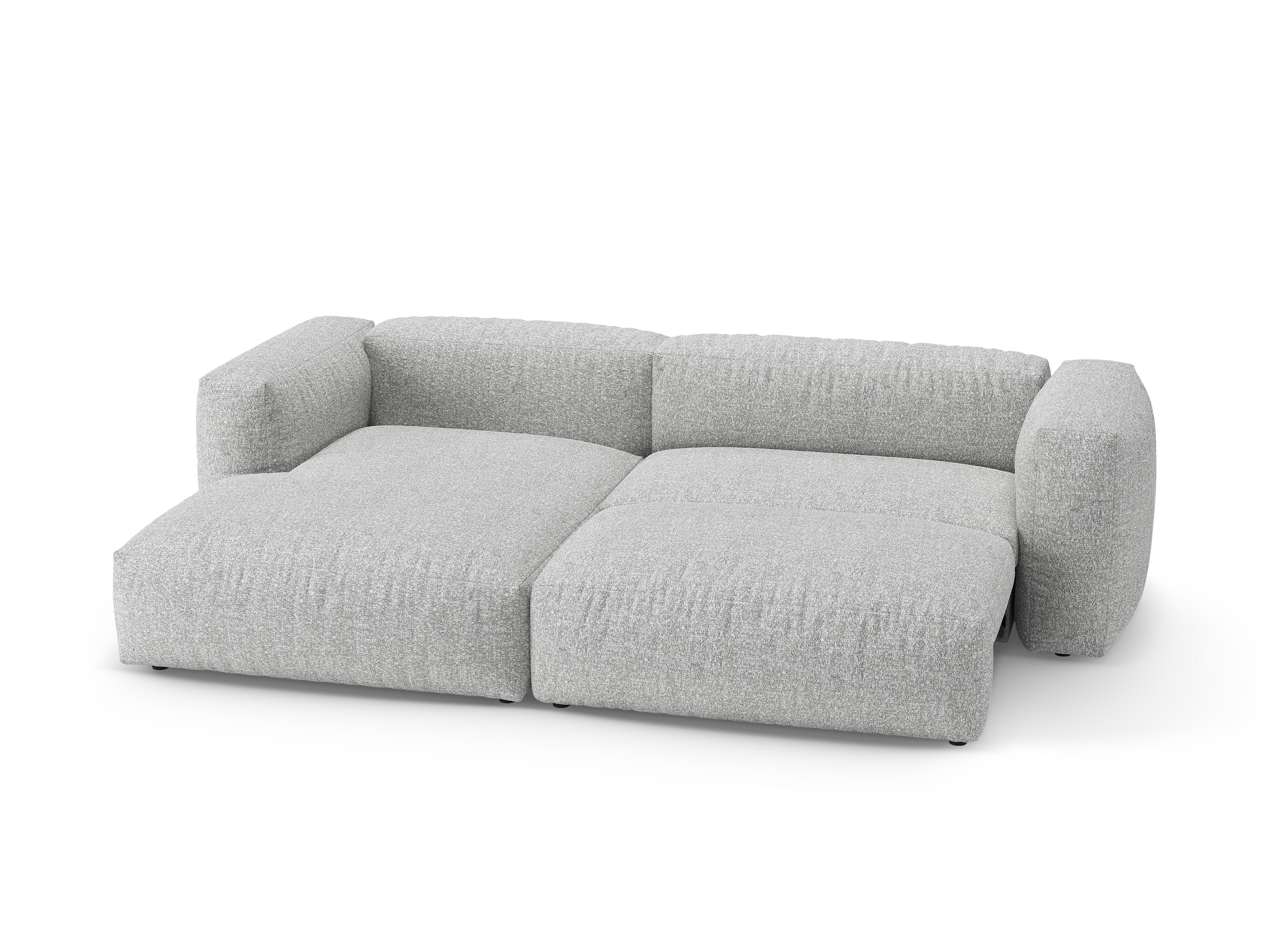 Links hoekbank met slaapfunctie MARTINA zilver boucle