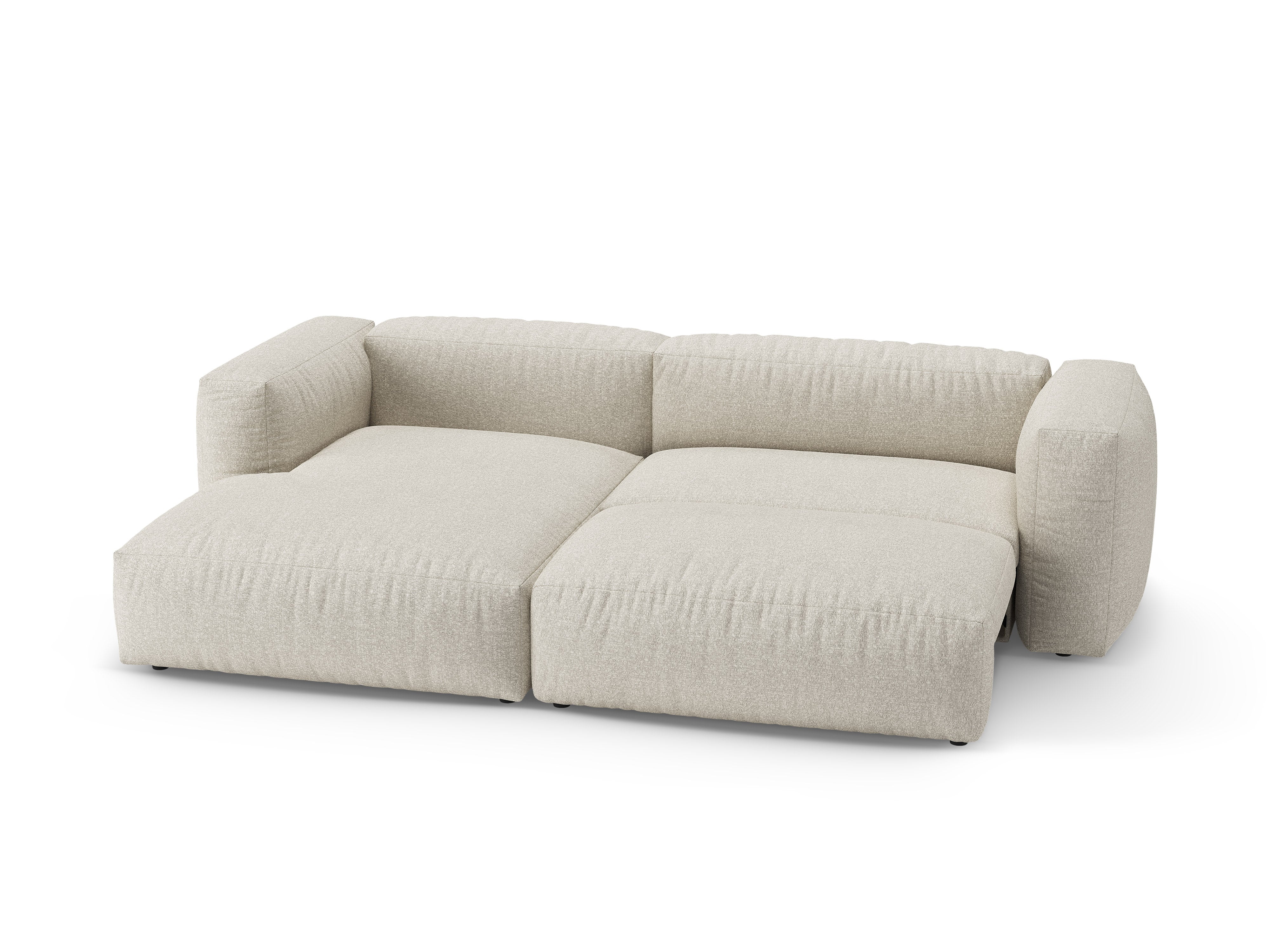 Links loungebank met slaapfunctie MARTINA beige boucle [Ewelina] [Amelia spr]