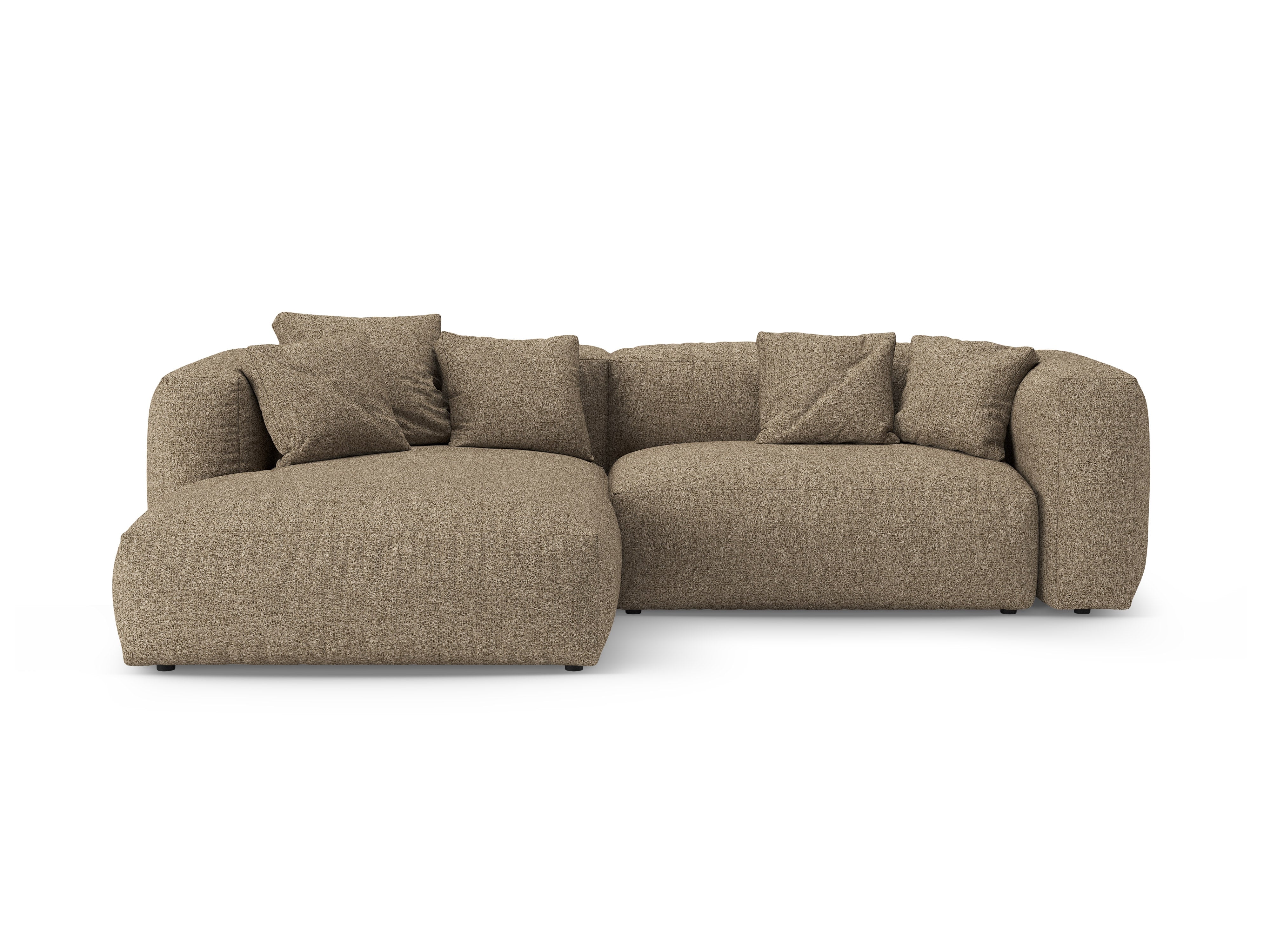 Left-facing corner sofa bed MARTINA cappuccino boucle