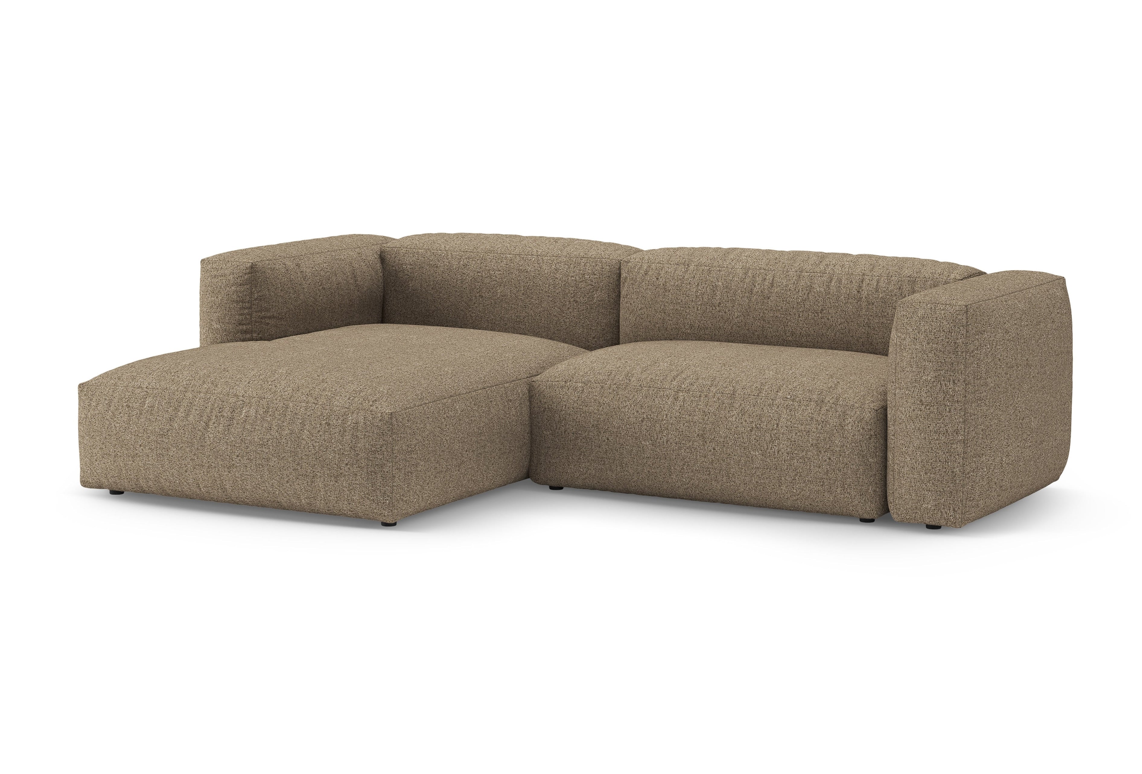 Left-facing corner sofa bed MARTINA cappuccino boucle