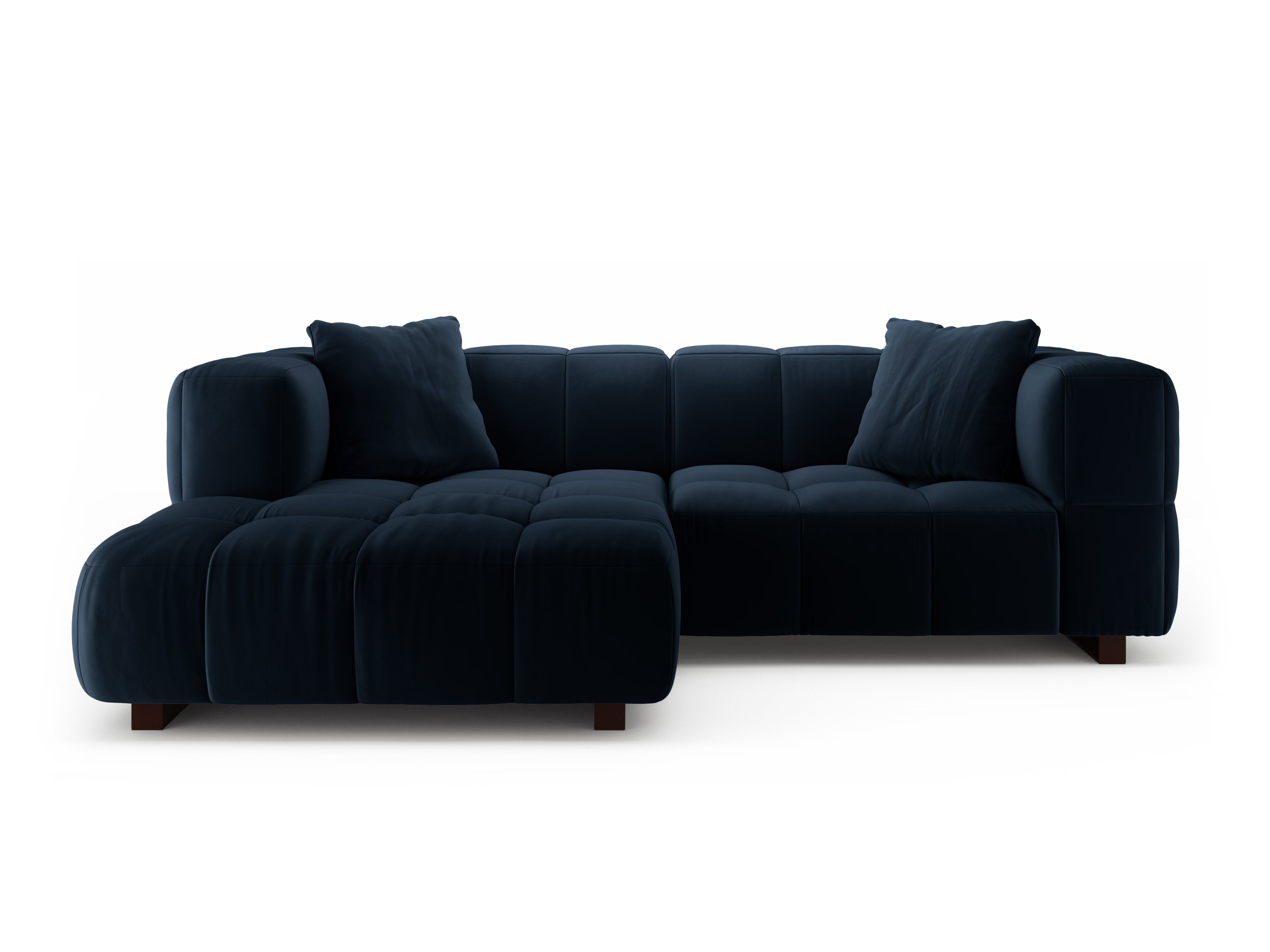 Samt-Ecksofa links mit Schlaffunktion PUMA königsblau