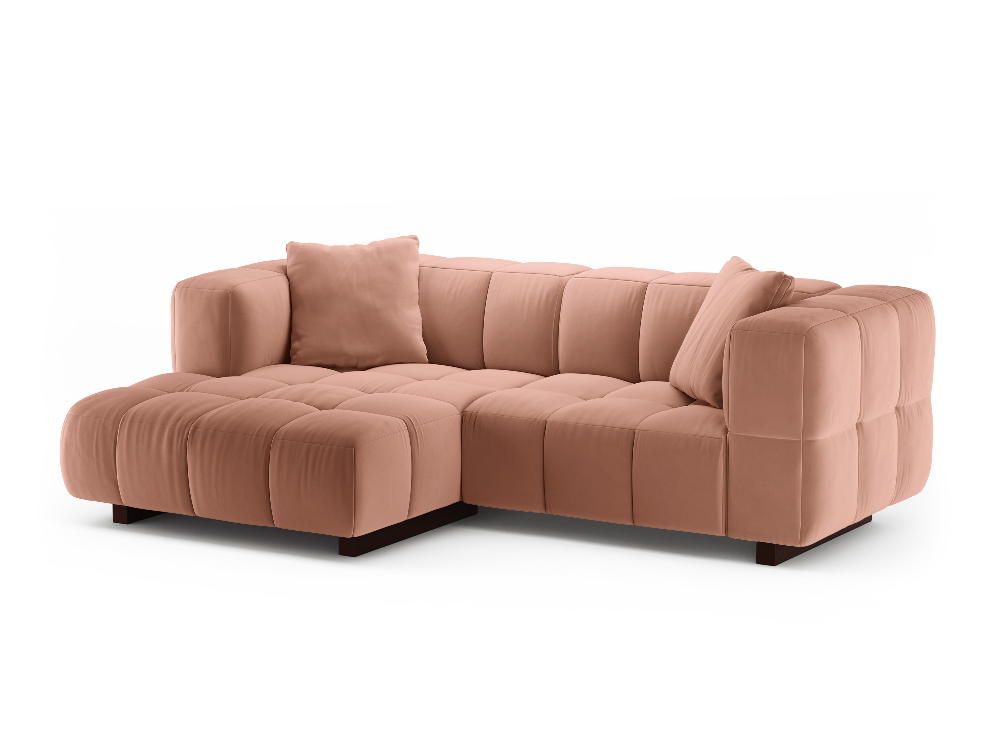 Samt-Ecksofa links mit Schlaffunktion PUMA rosa