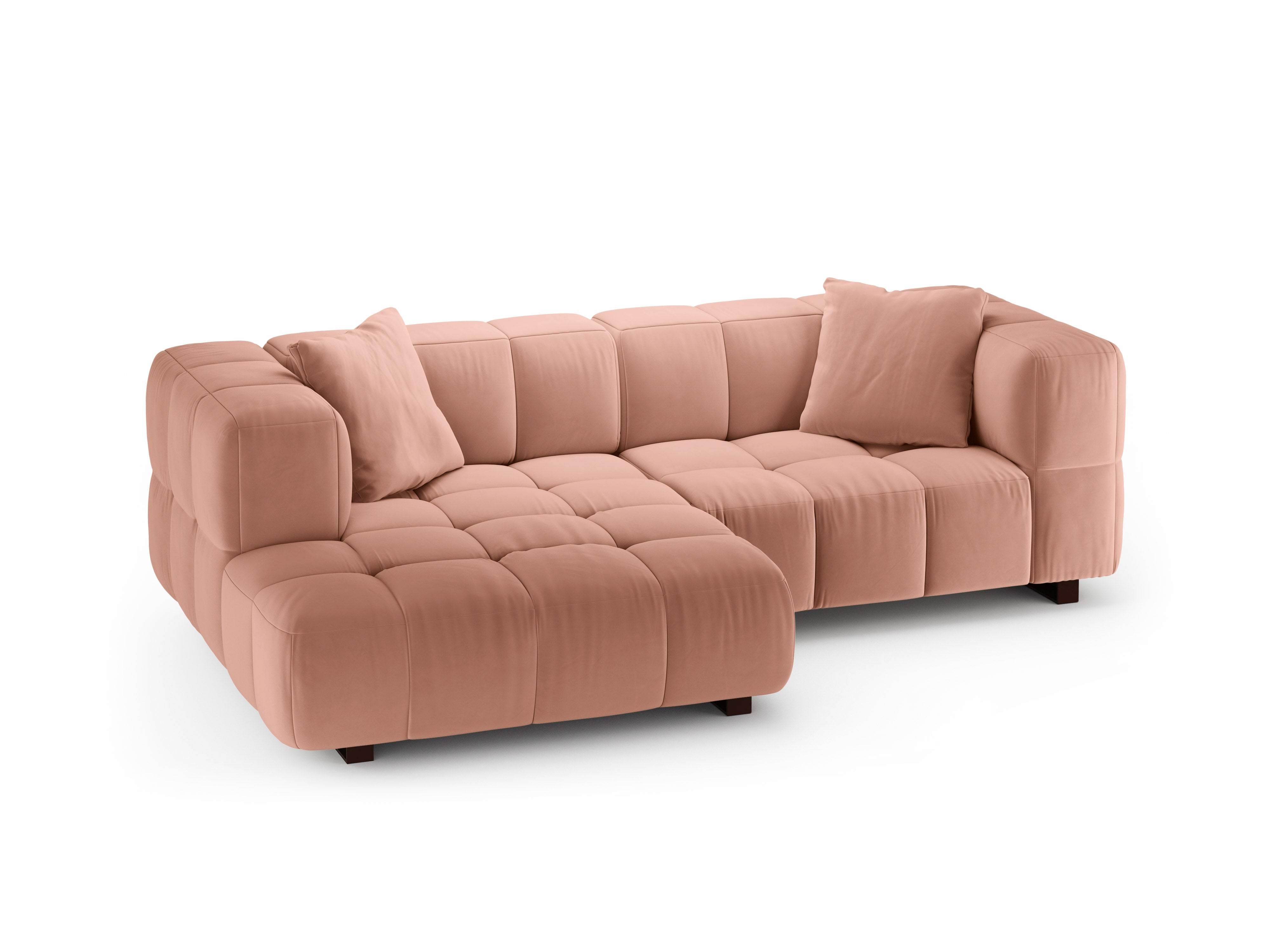 Samt-Ecksofa links mit Schlaffunktion PUMA rosa