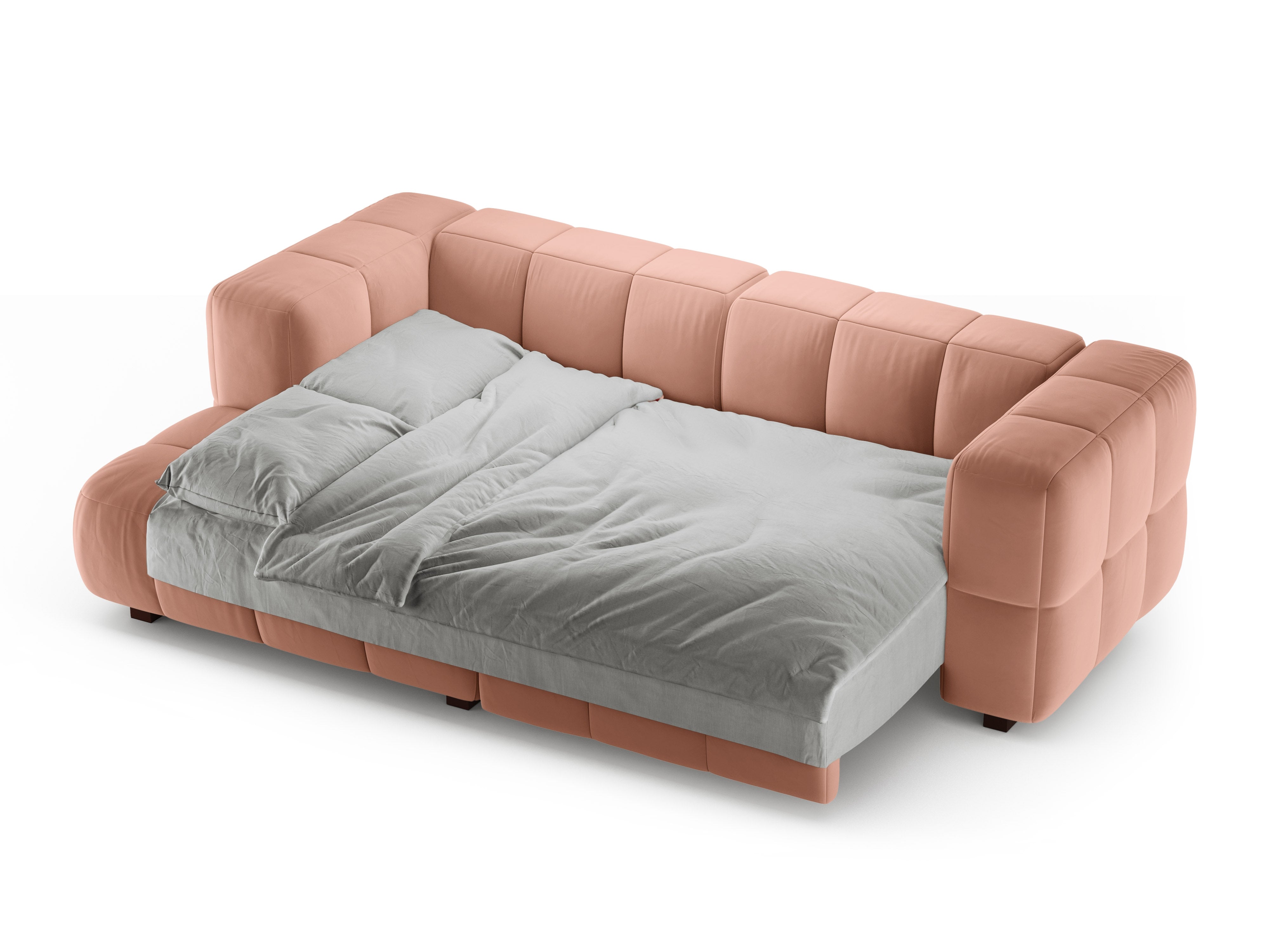 Samt-Ecksofa links mit Schlaffunktion PUMA rosa