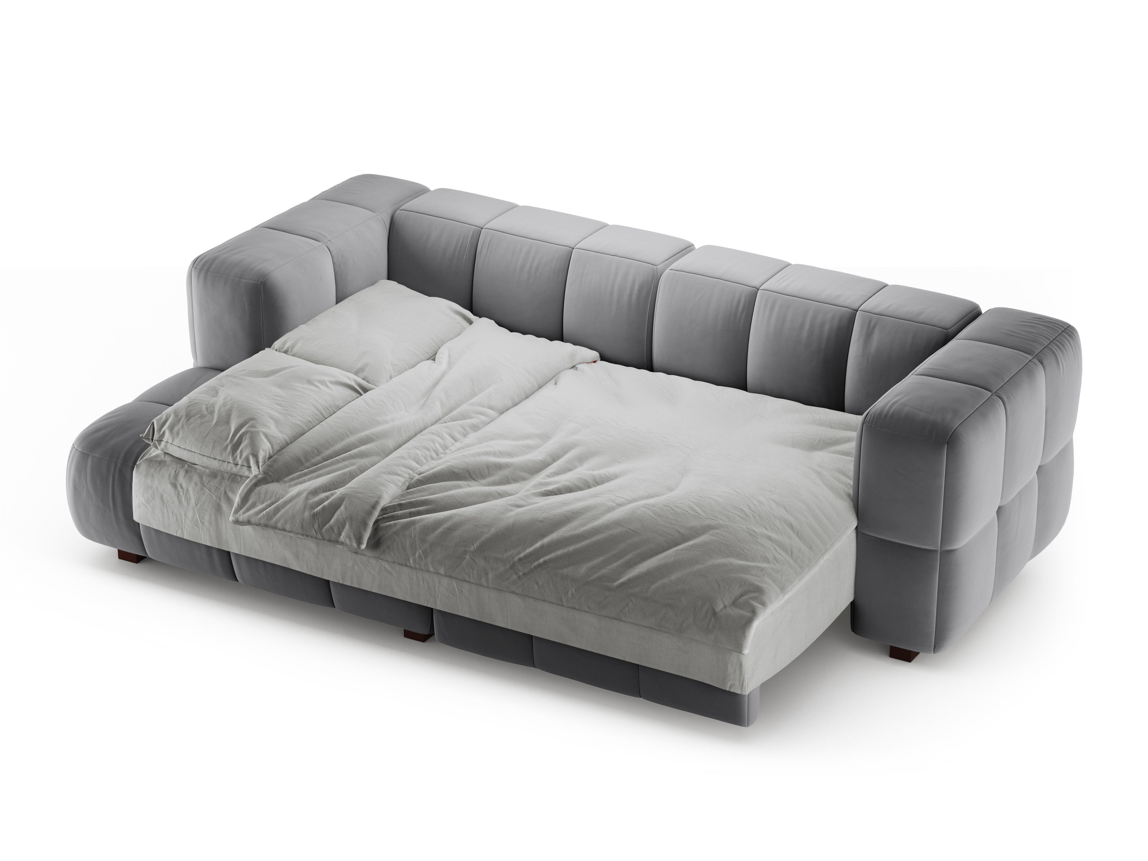 Samt-Ecksofa links mit Schlaffunktion PUMA grau