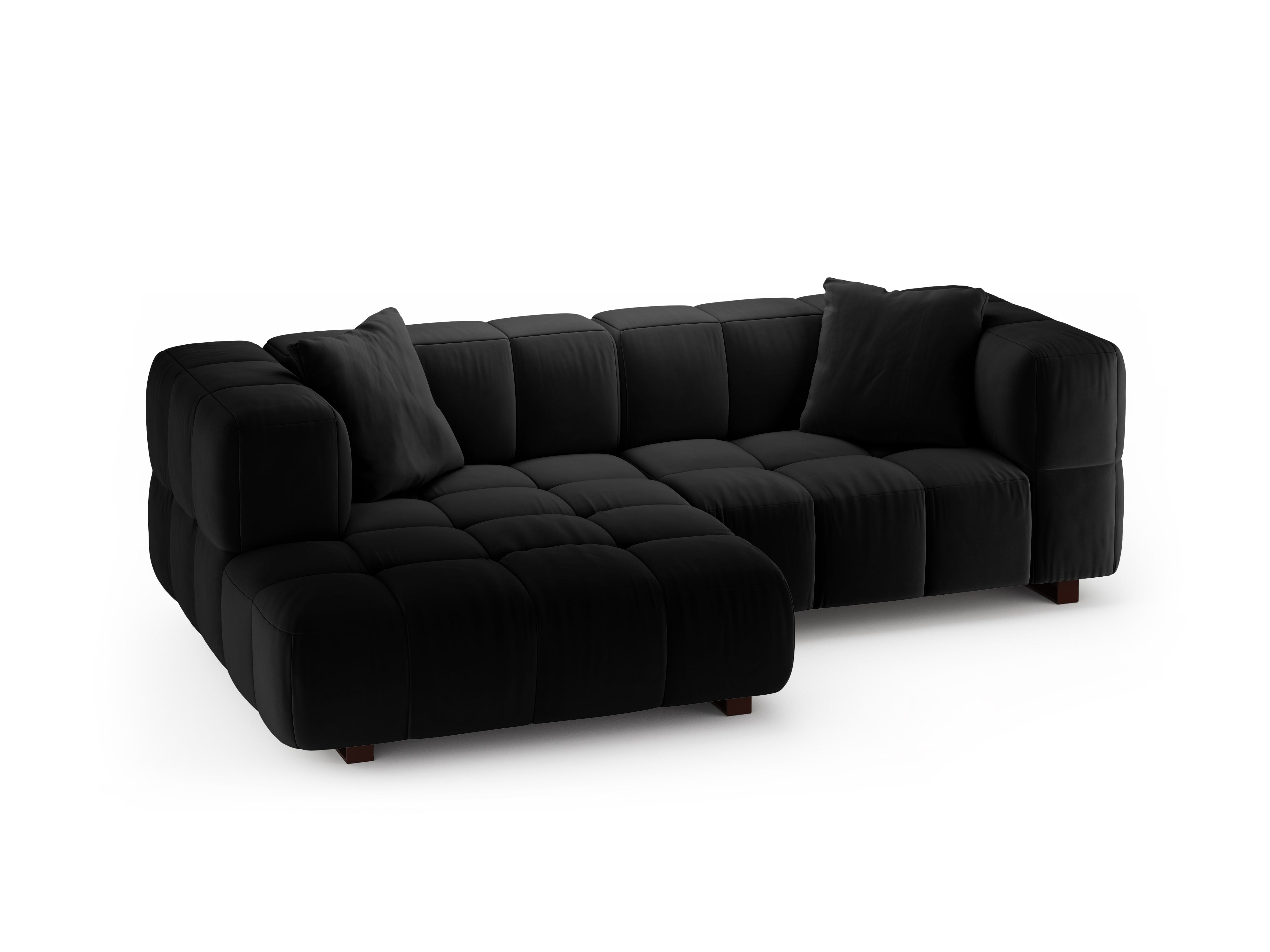 Black Velvet Left-Hand Corner Sofa Bed PUMA