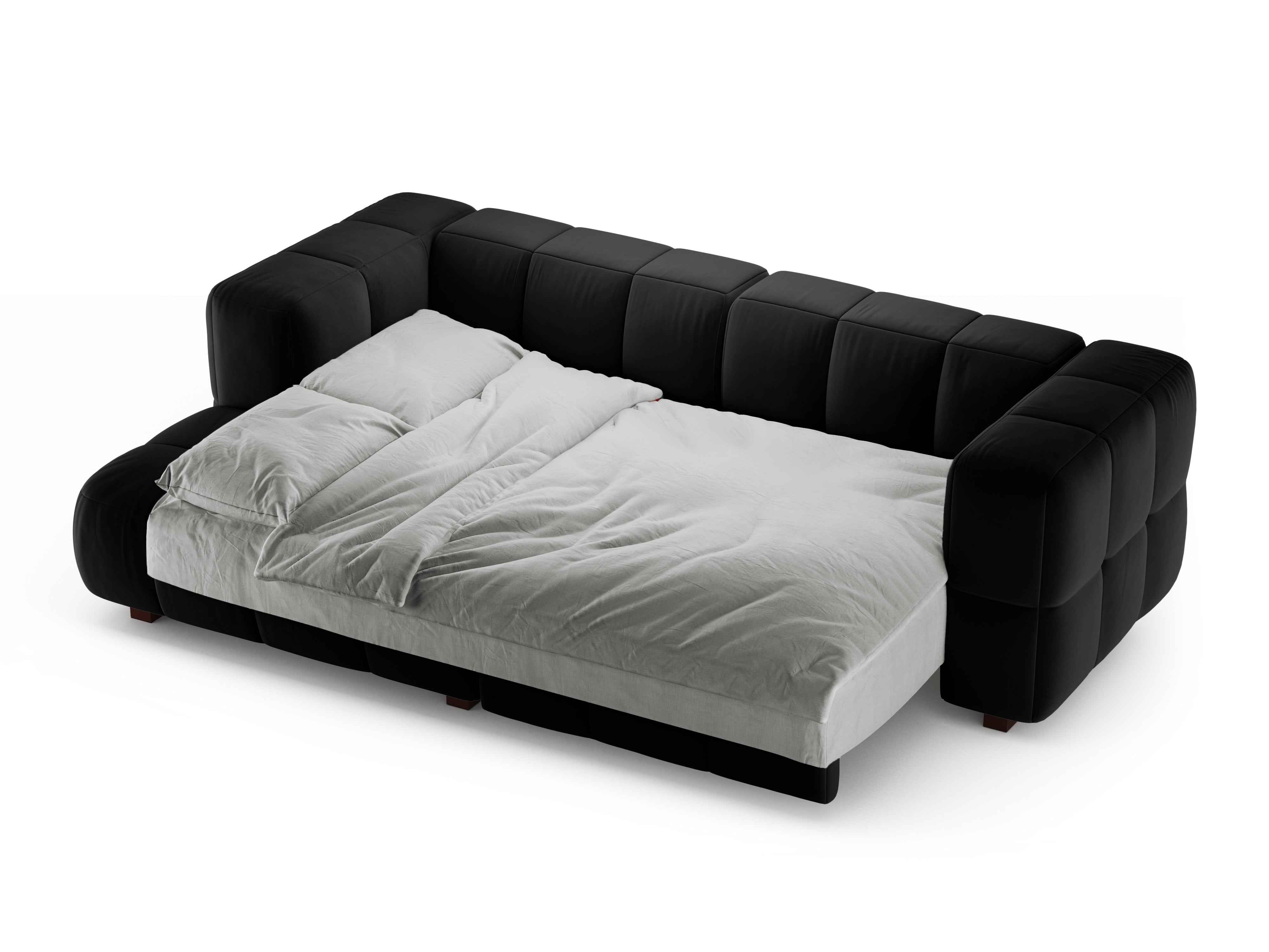 Black Velvet Left-Hand Corner Sofa Bed PUMA