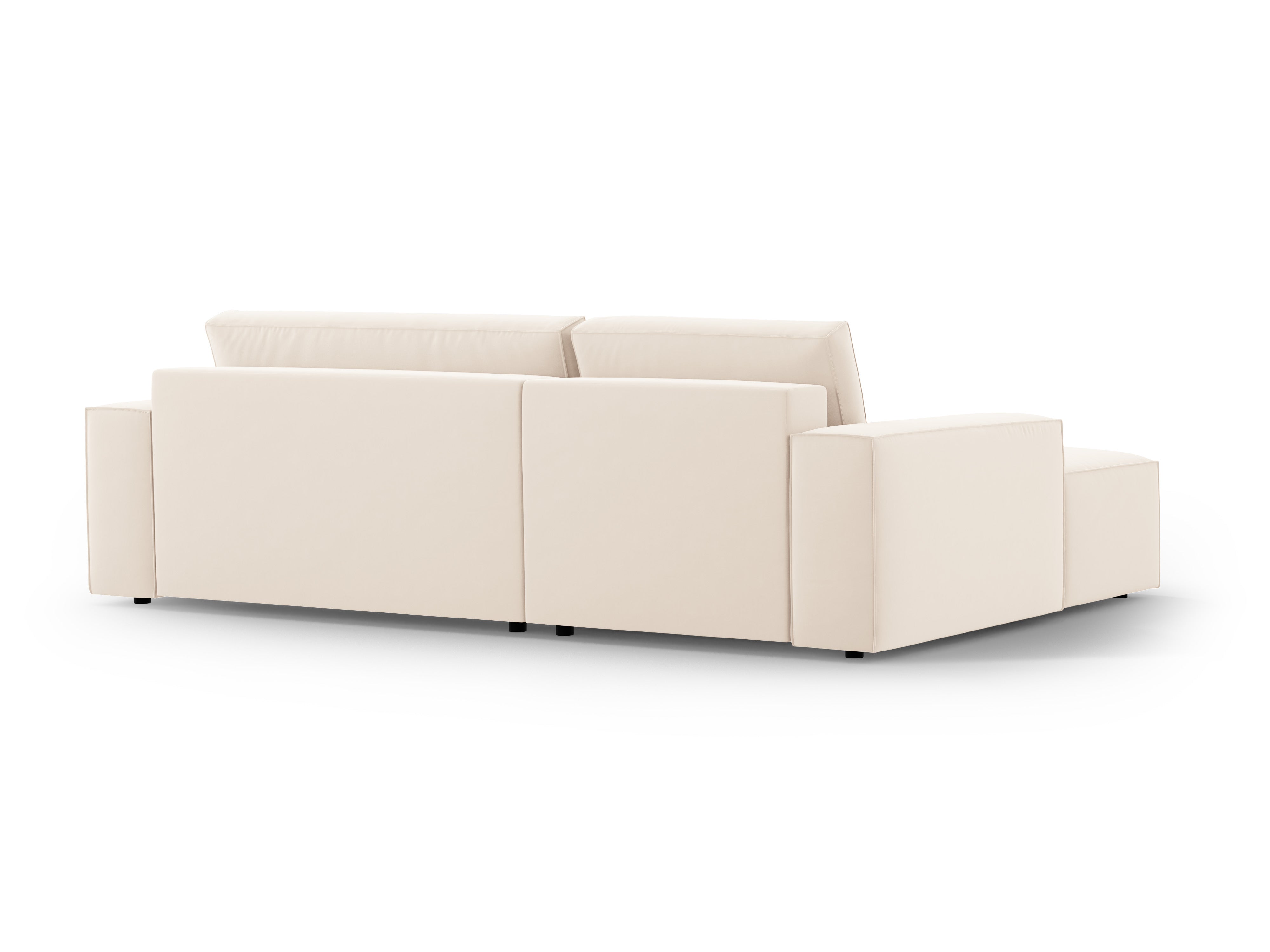 Velvet hoekbank links met slaapfunctie JODIE lichtbeige