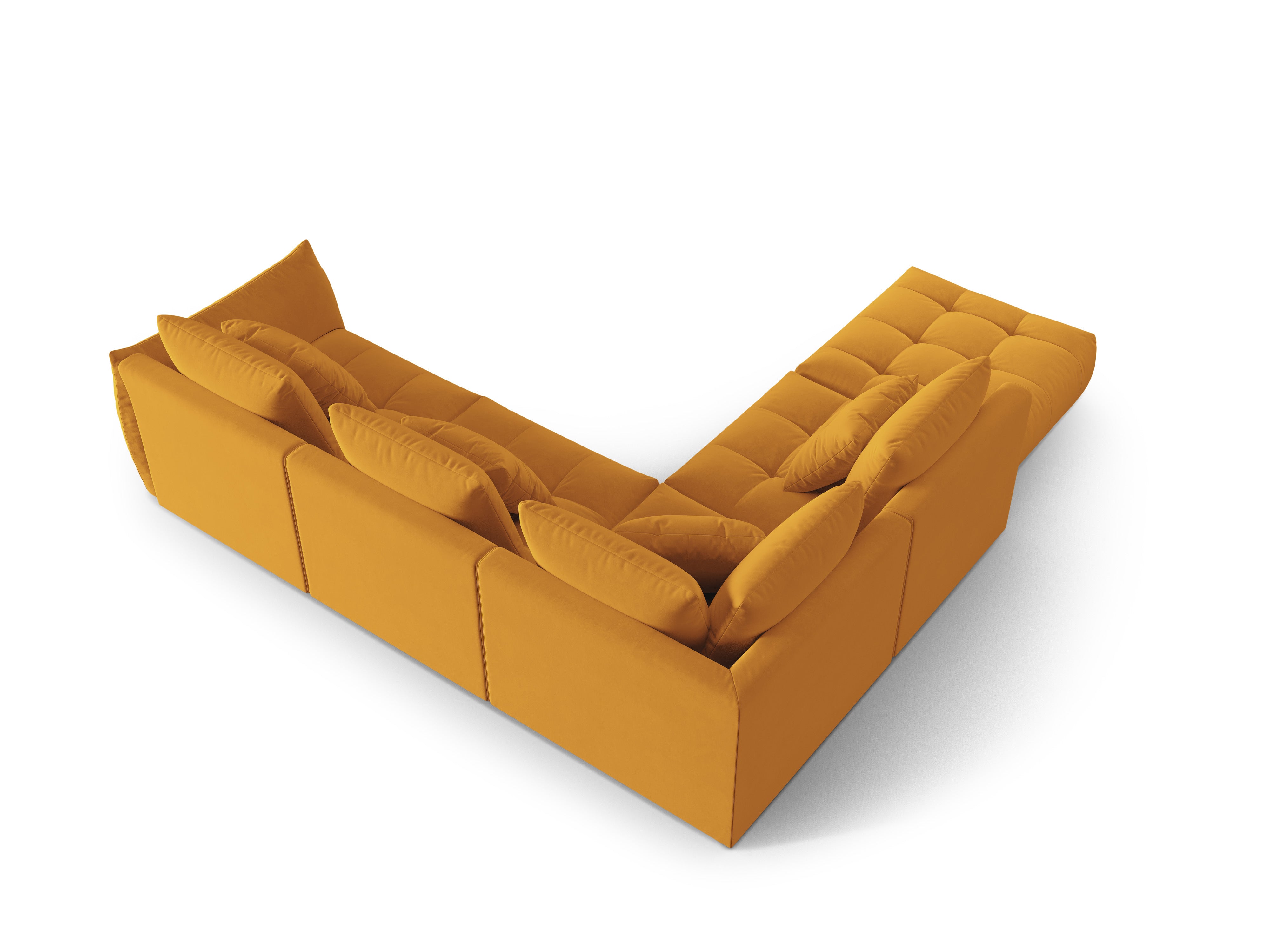Modulaire fluwelen hoekbank voor 4 personen, links, BLOOM, geel
