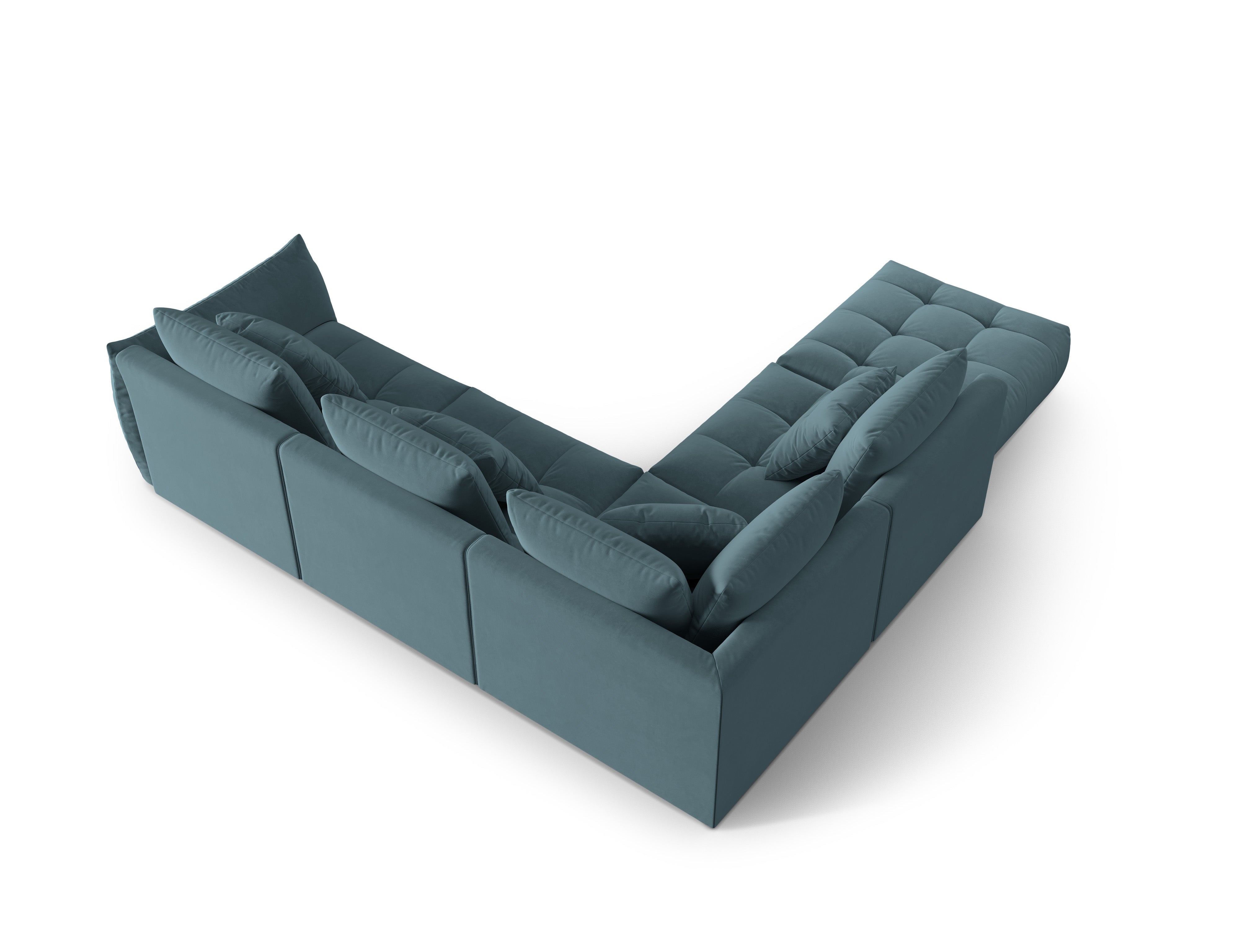 Modulares Samtsofa für 4 Personen, links, BLOOM, hellblau