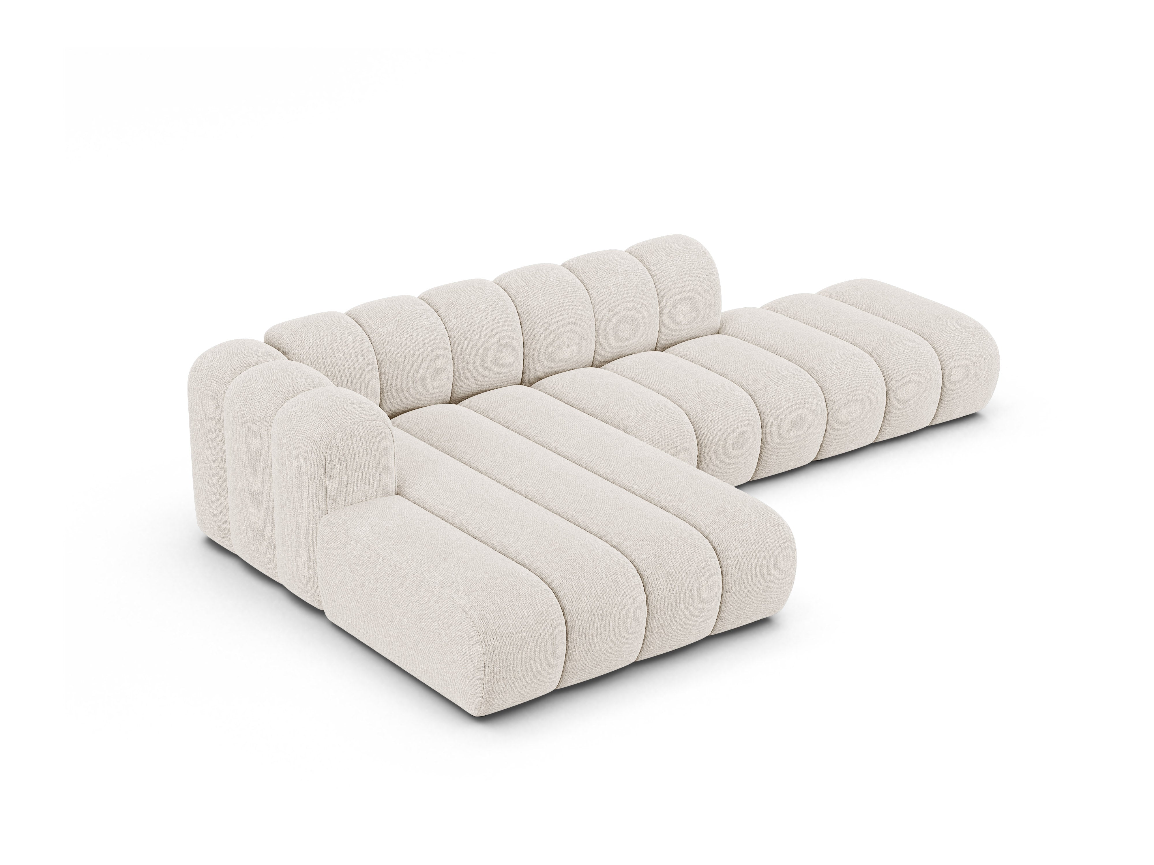 Hoekbank voor 5 personen links LUPINE lichtbeige chenille