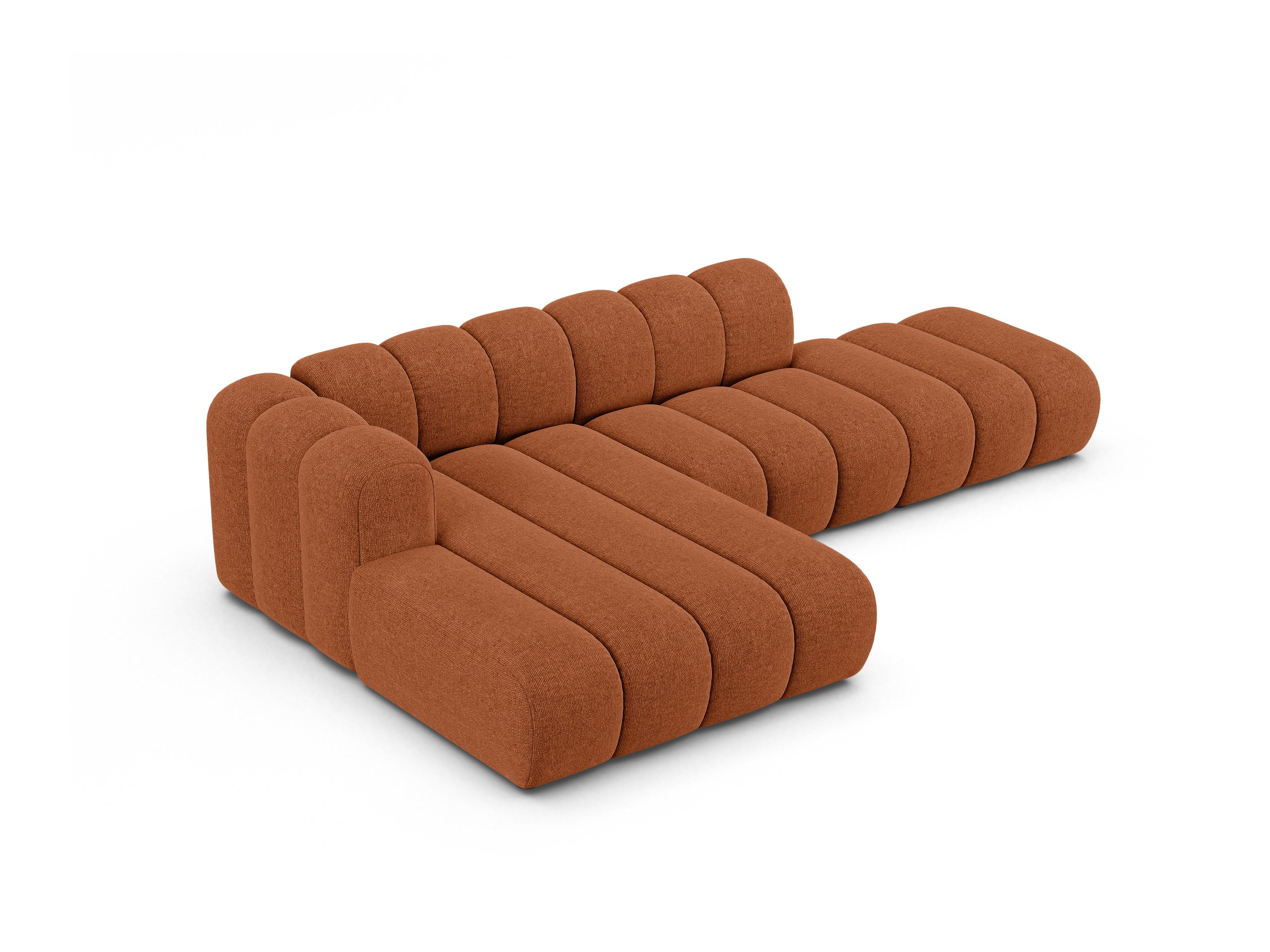 5-sitzige linke LUPINE Eckcouch aus ziegelrotem Chenille