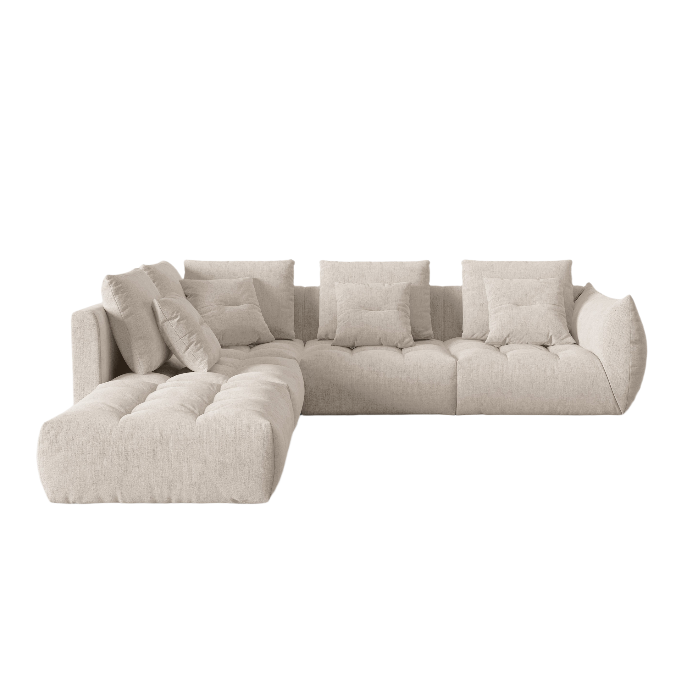 Modulaire hoekbank voor 4 personen, links, BLOOM, donkerbeige chenille