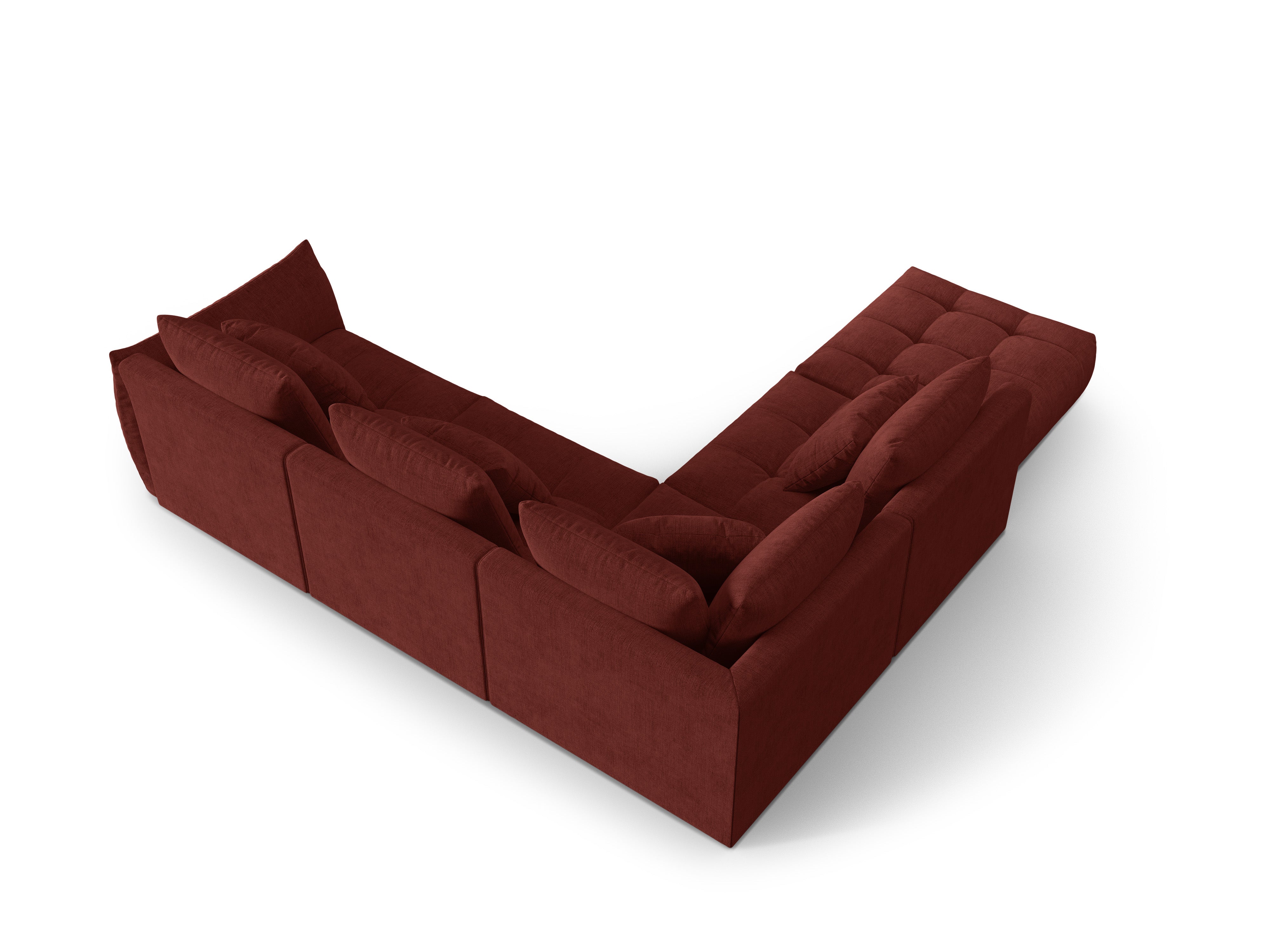 Modulaire hoekbank voor 4 personen, links, BLOOM, rode chenille