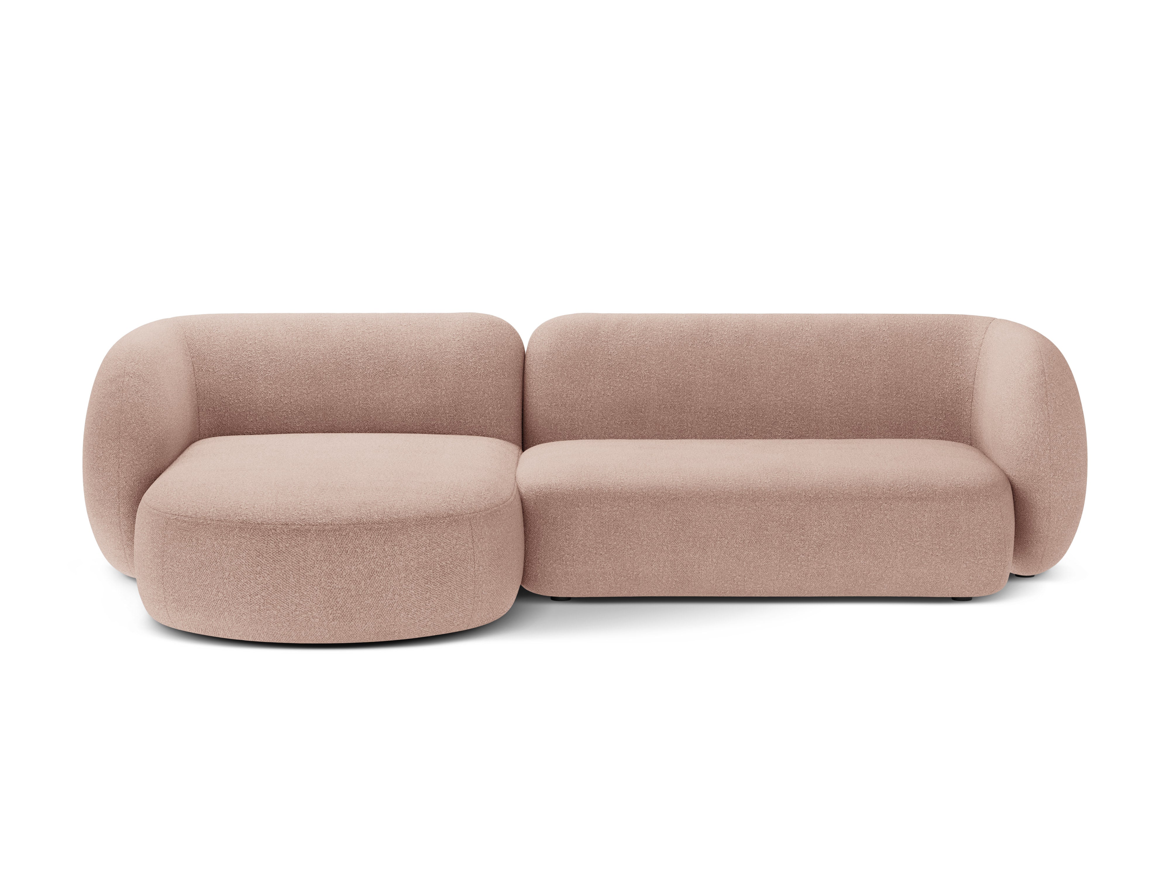 Linker 3-zits hoekbank KATE roze boucle