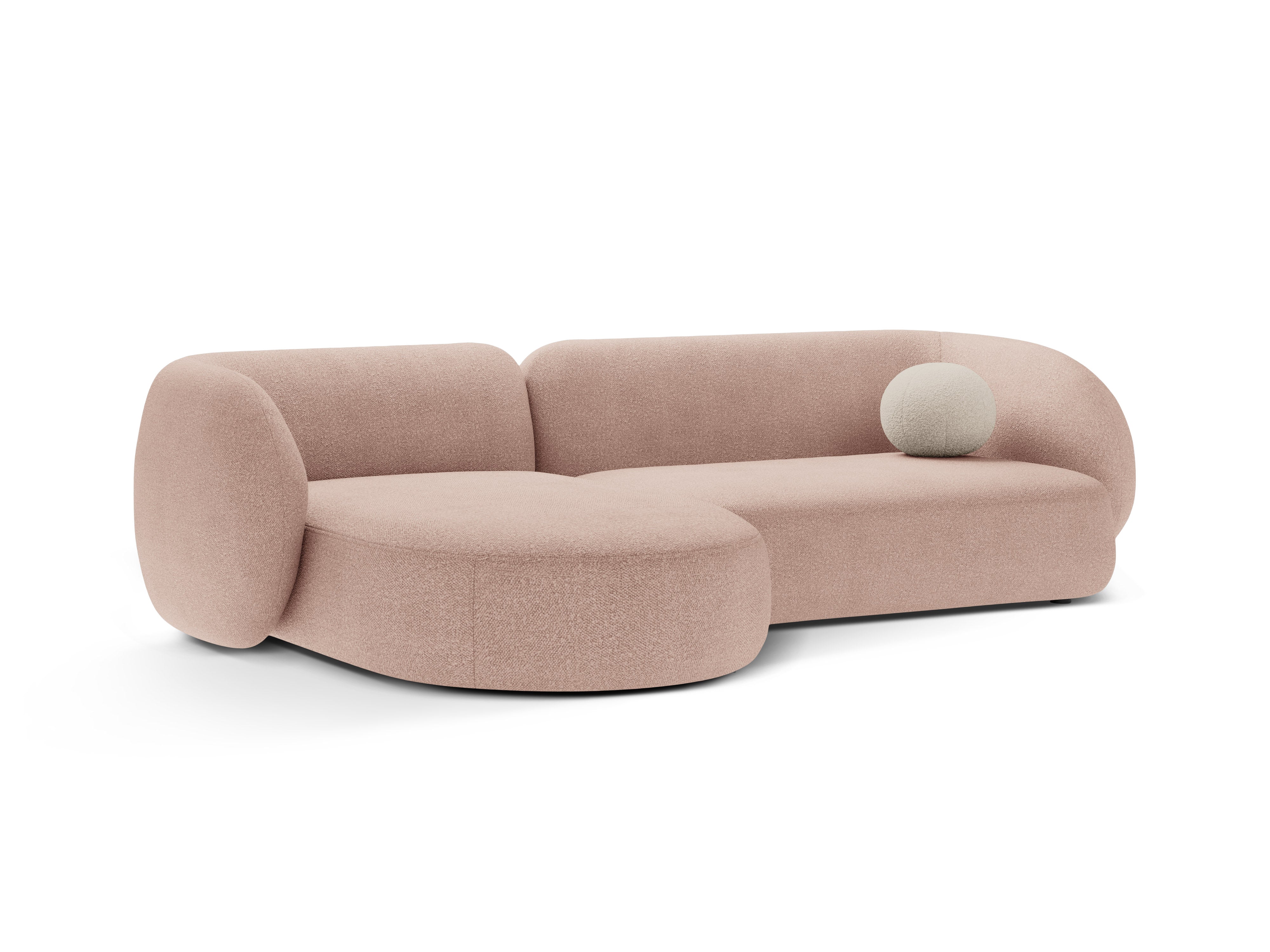 Linker 3-zits hoekbank KATE roze boucle