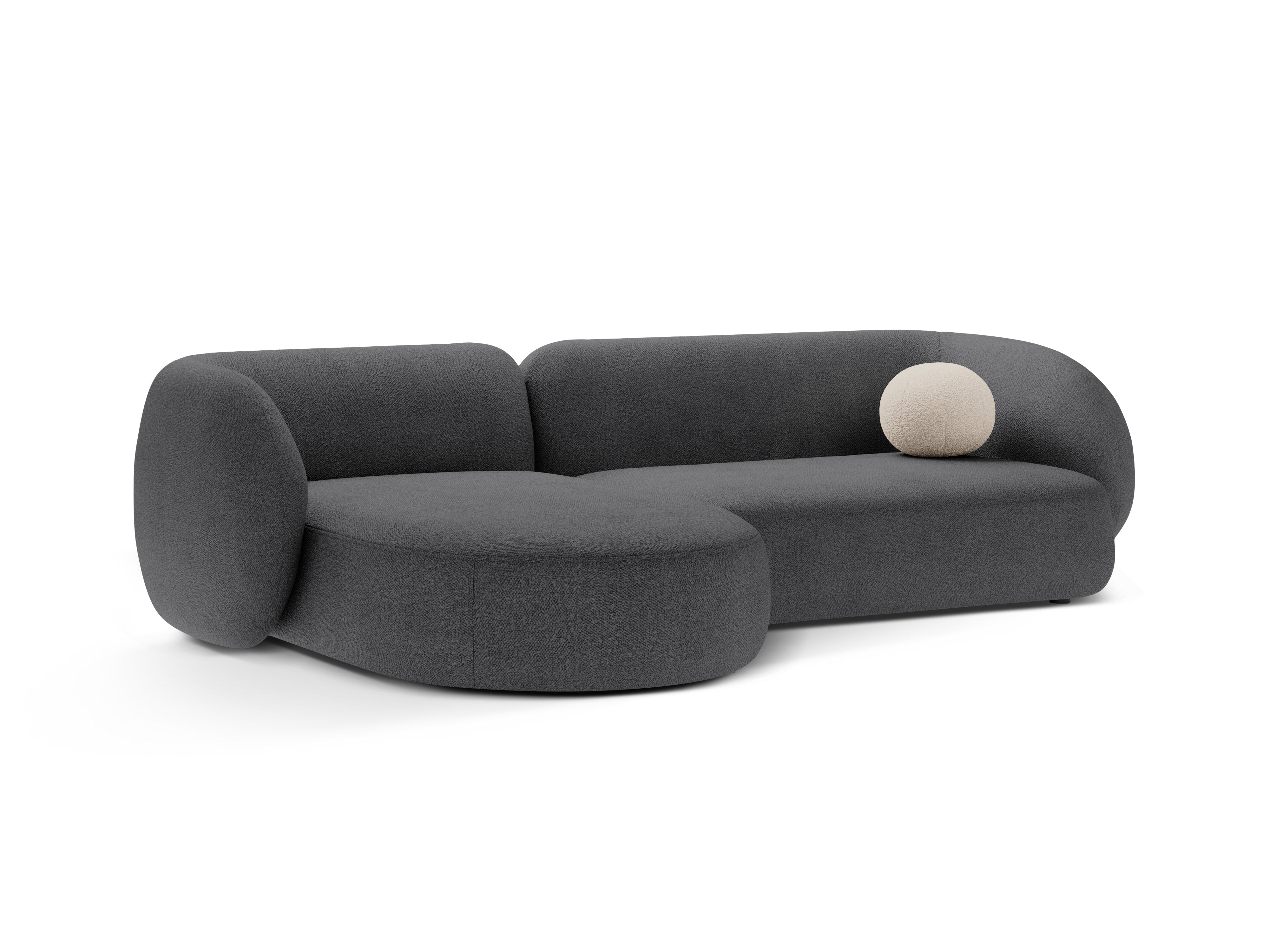 Links hoekbank 3-zits KATE donkergrijze boucle