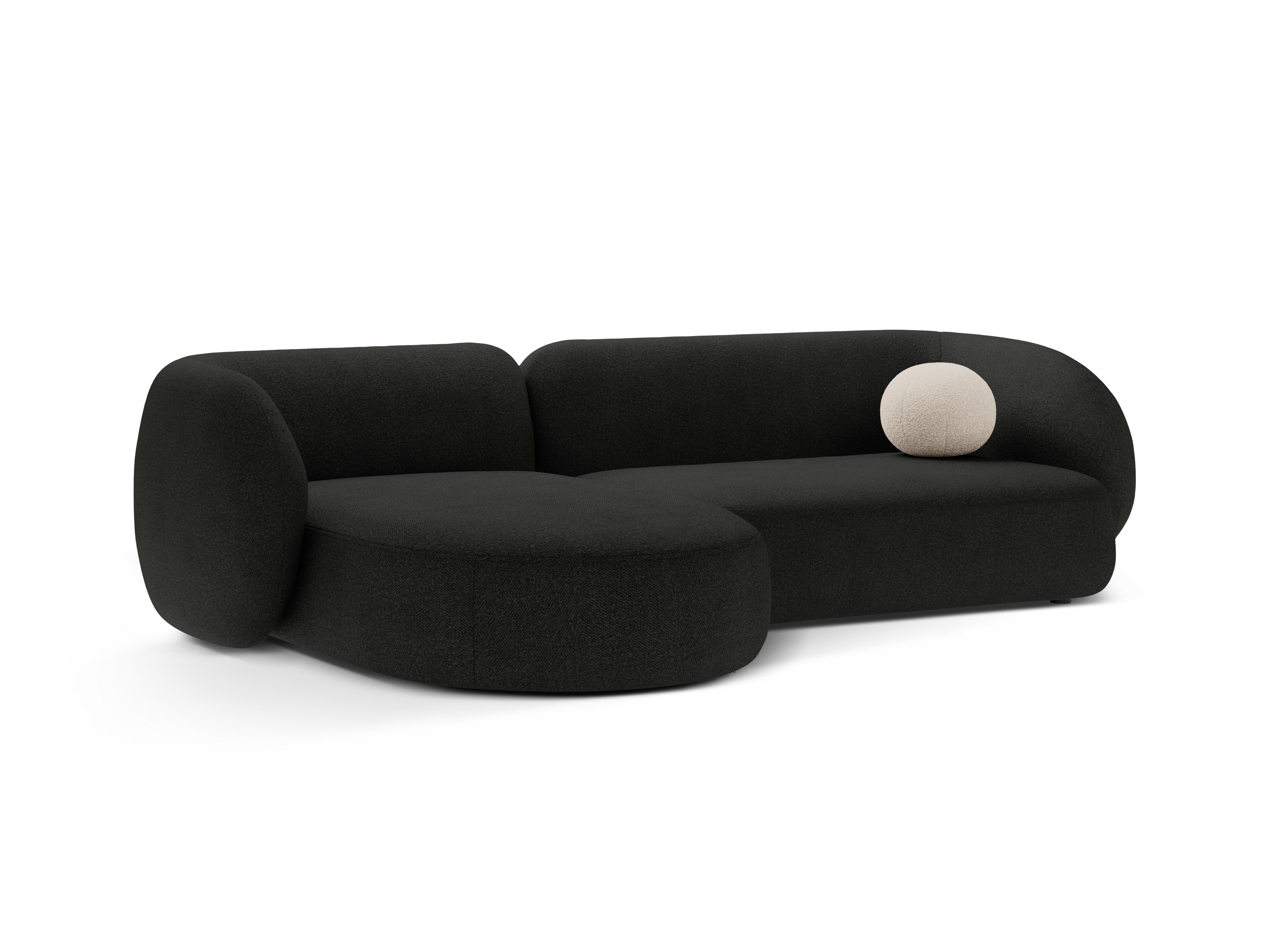 Zwarte boucle 3-zits links hoekbank KATE