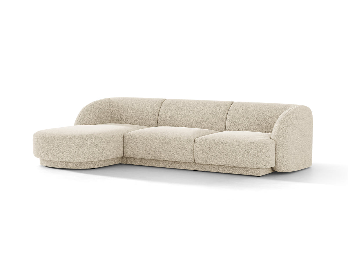 Narożnik 4-osobowy lewostronny MILEY beżowy boucle – tkanina bouclé