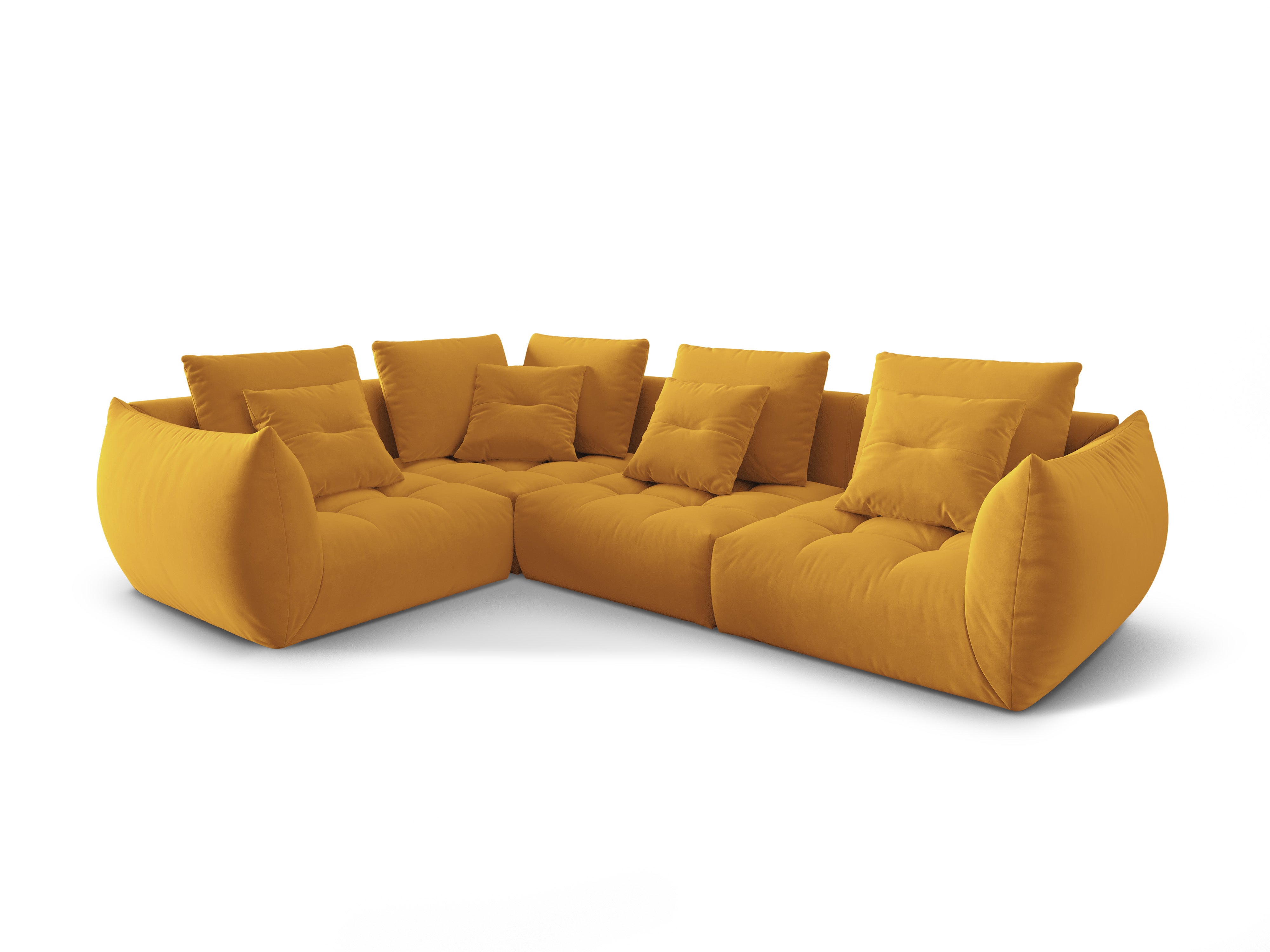 Modularer Samt-Ecksofa für 3 Personen links BLOOM gelb
