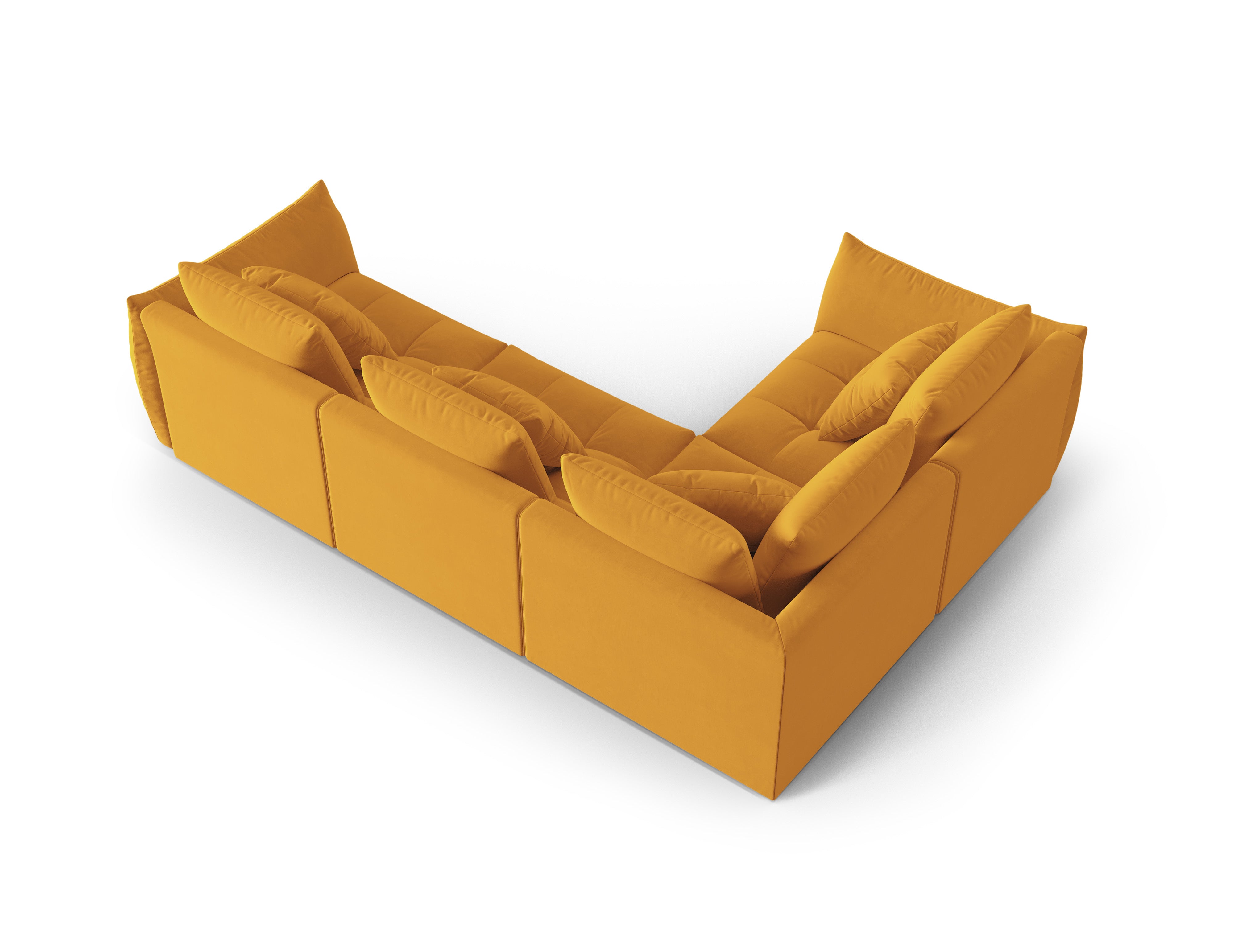 Modularer Samt-Ecksofa für 3 Personen links BLOOM gelb