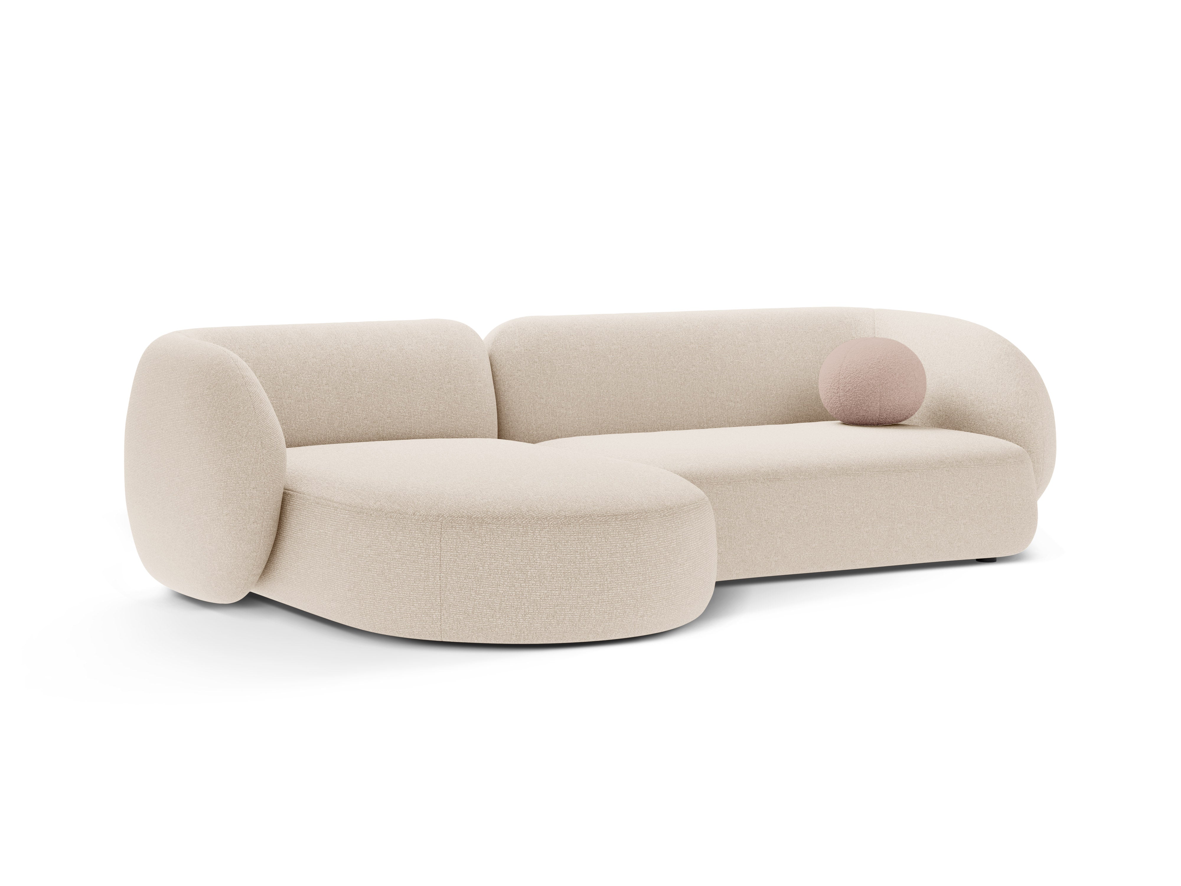Links hoekbank 3-zits KATE lichtbeige melange