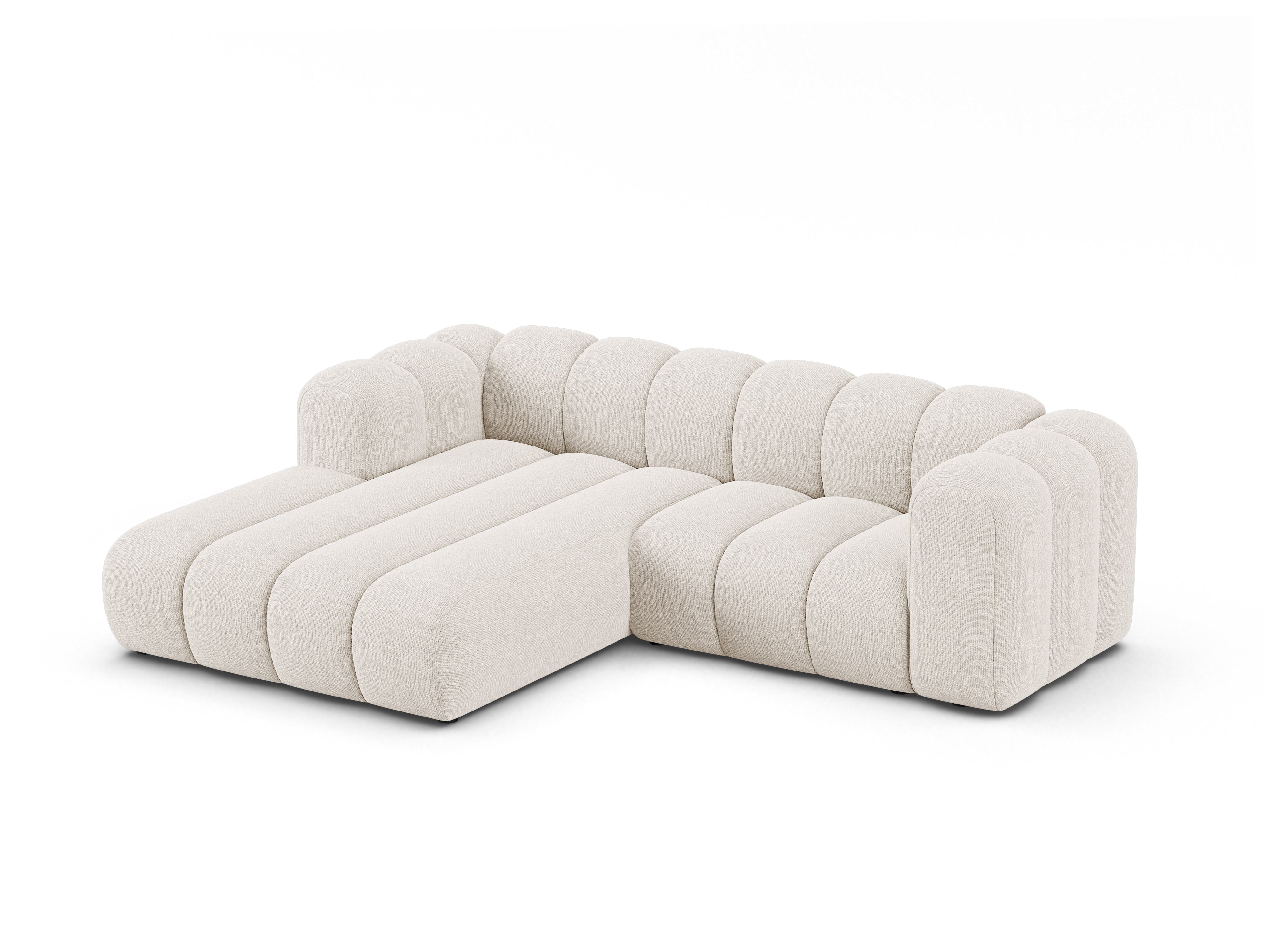 Hoekbank 3-zits links LUPINE lichtbeige chenille