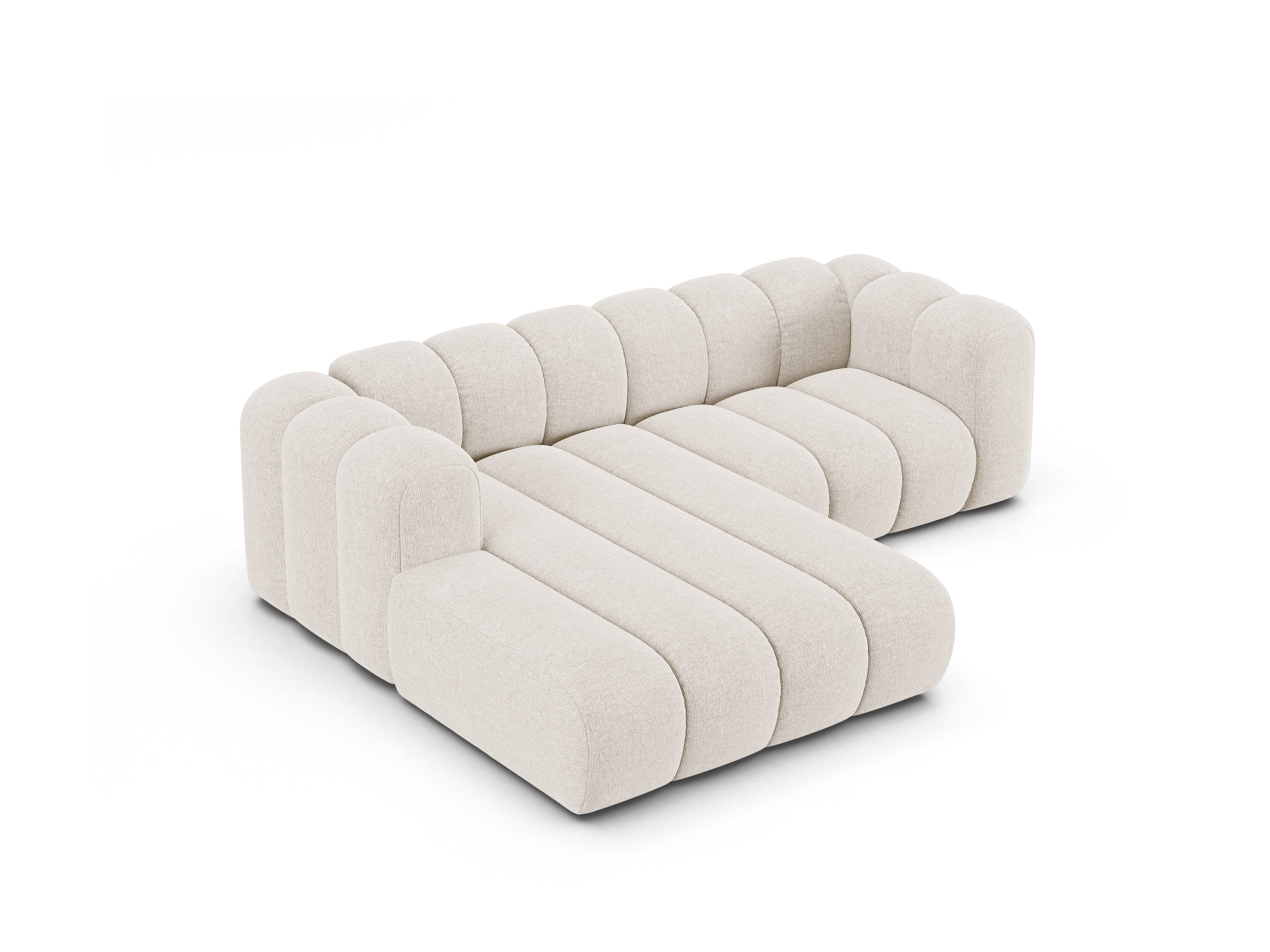 Hoekbank 3-zits links LUPINE lichtbeige chenille