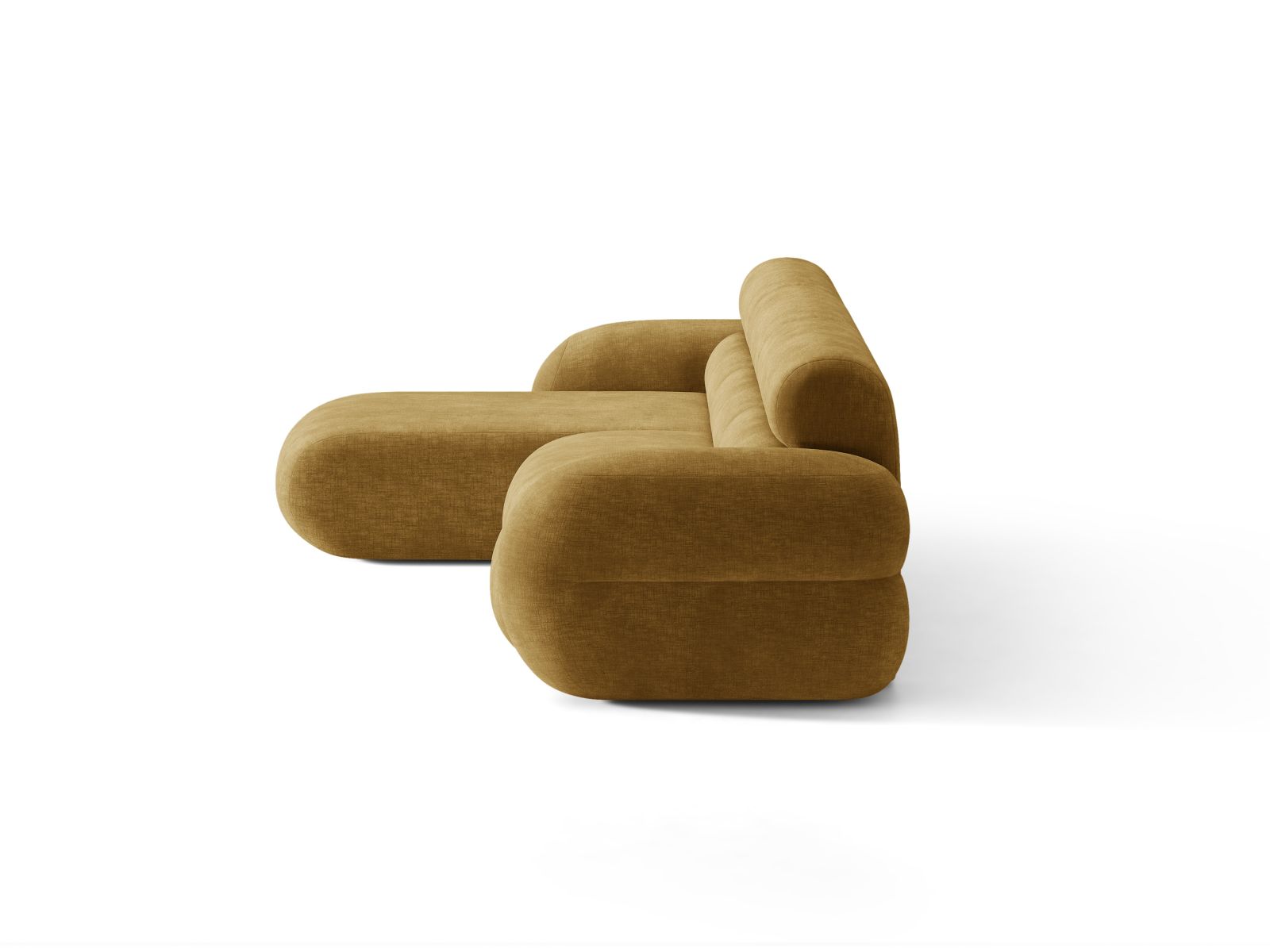 Linker NEO hoekbank in mosterdkleurige chenille