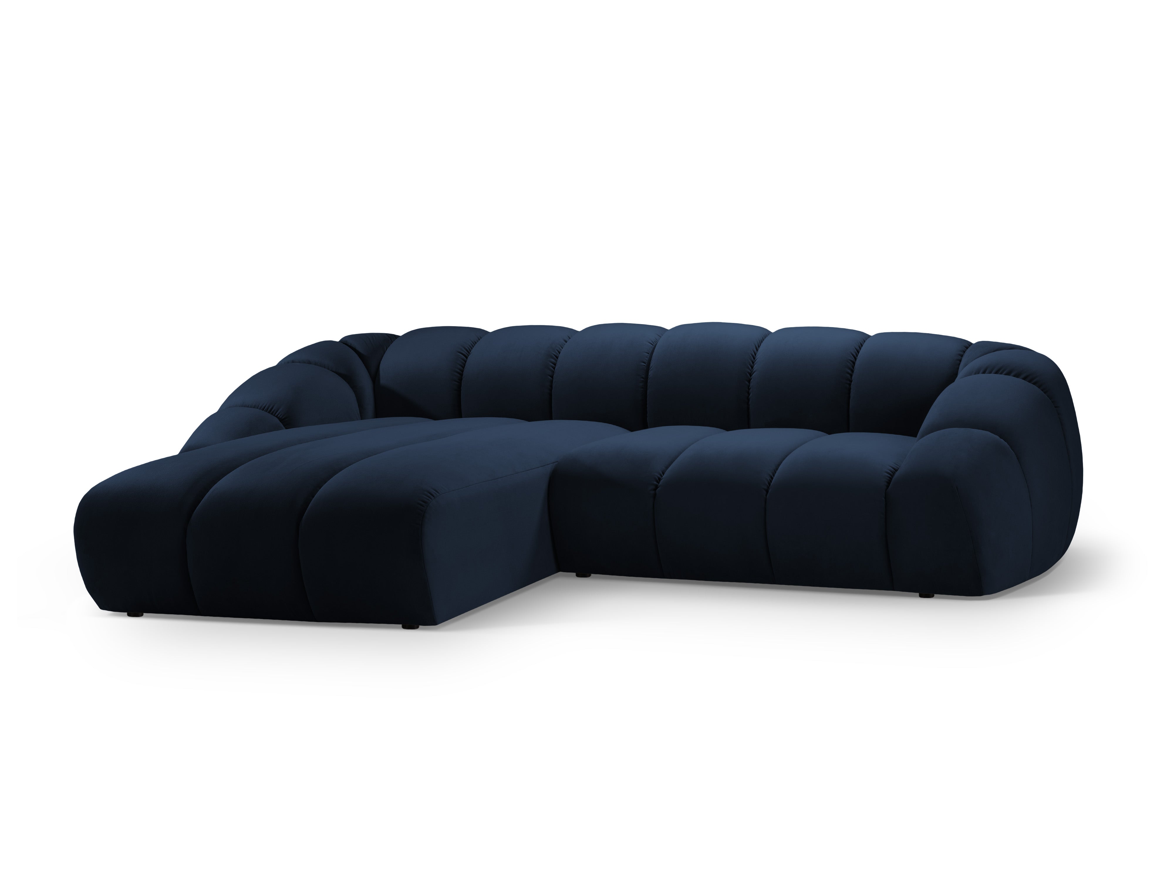 Left-facing velvet corner sofa for 4 people DIANA royal blue