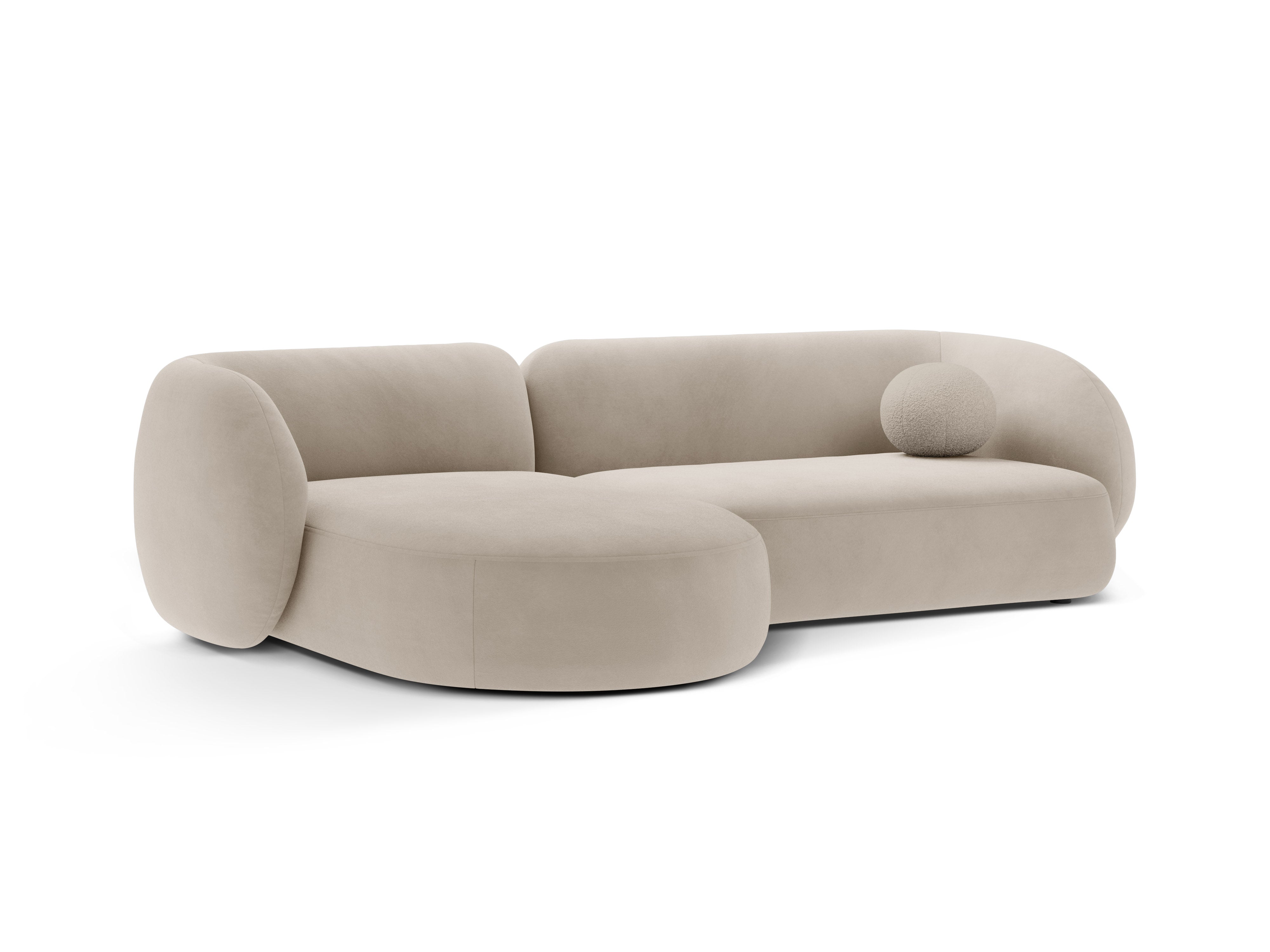 Beige 3-zits linkszijdige fluwelen hoekbank KATE