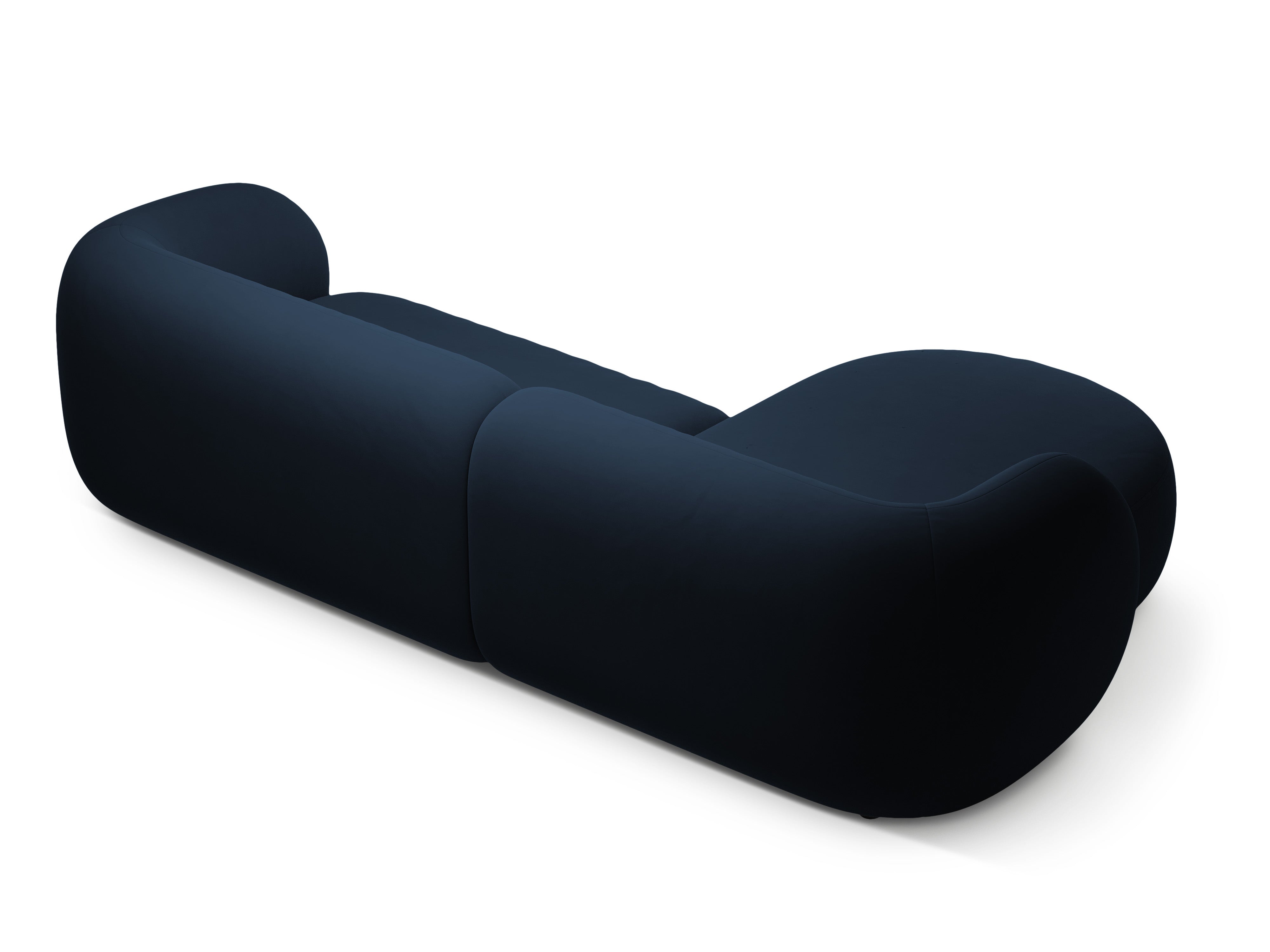 Fluwelen linkerhoekbank voor 3 personen KATE koninklijk blauw