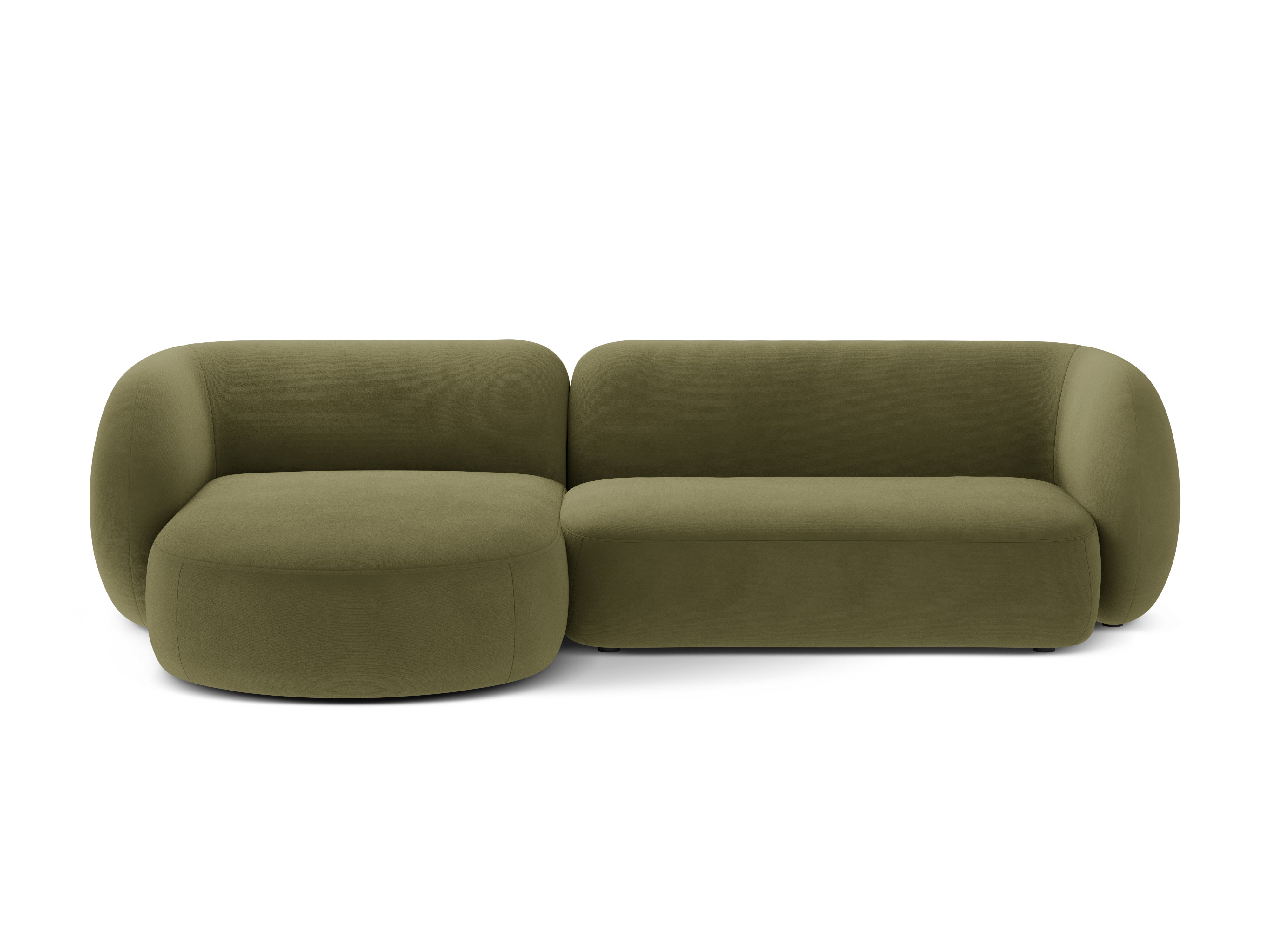 Samt-Ecksofa linksseitig 3-sitzig KATE grün