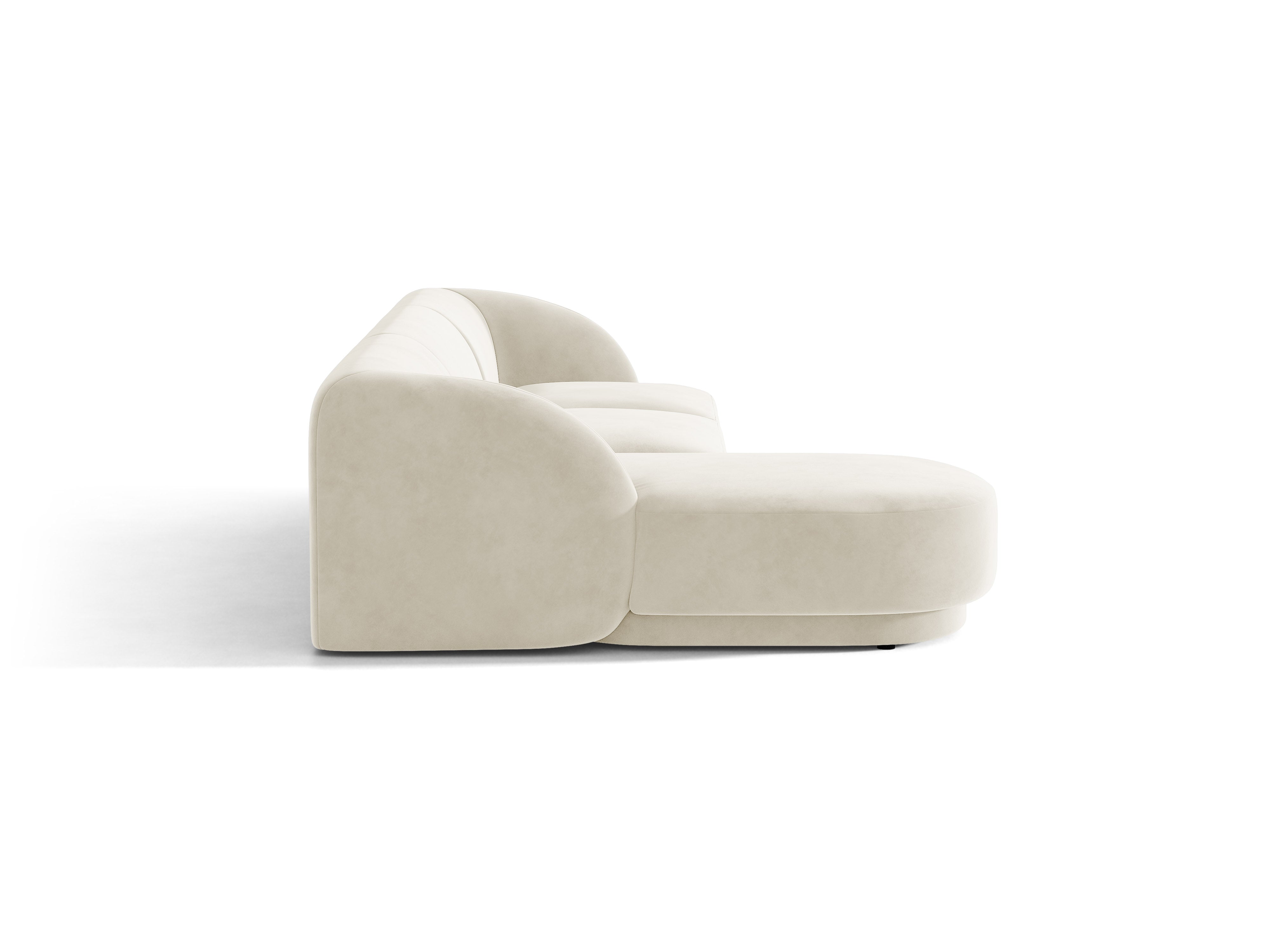 Fluwelen hoekbank voor 4 personen, links MILEY, beige