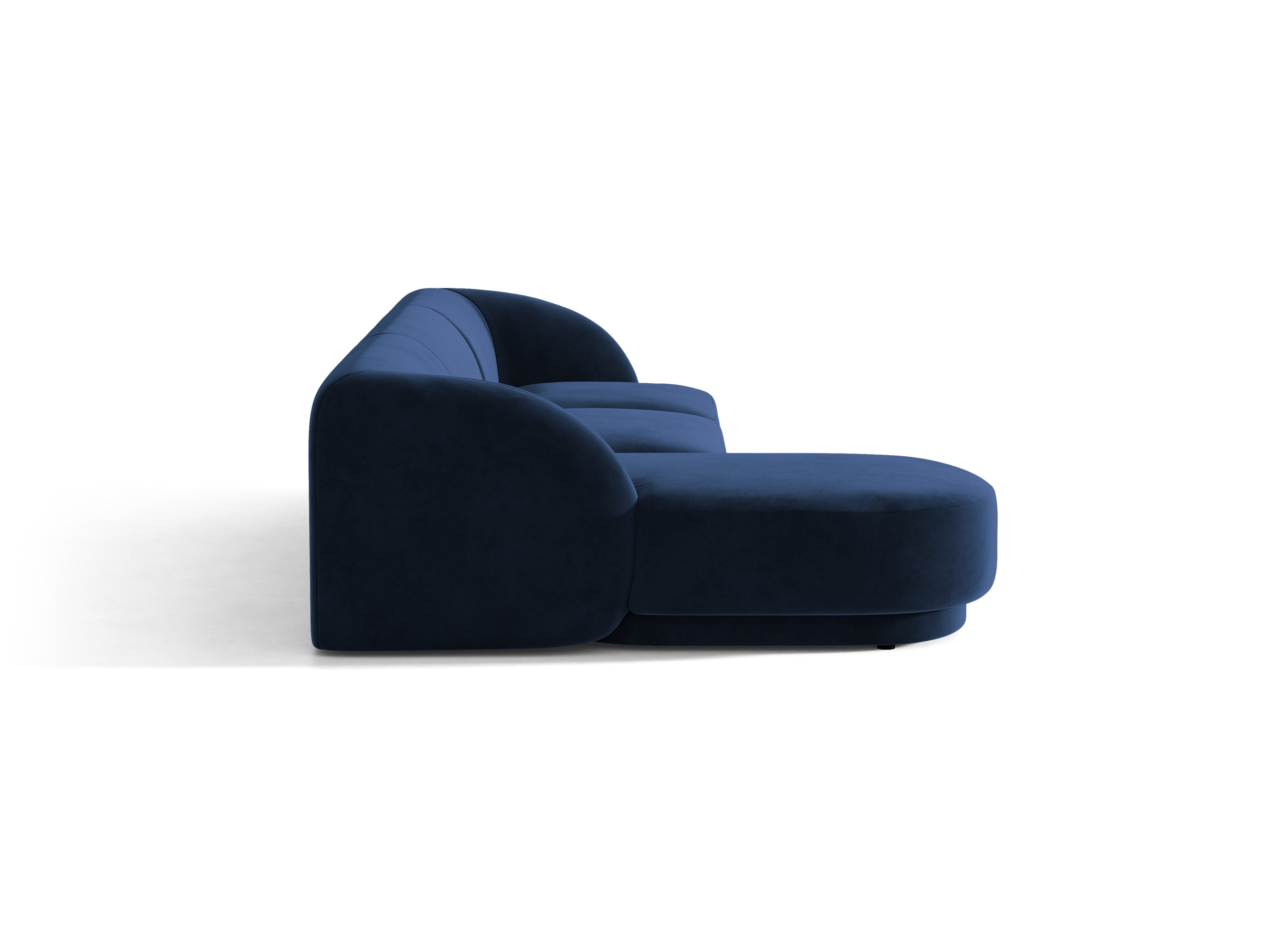 Fluwelen hoekbank voor 4 personen, links MILEY, marineblauw