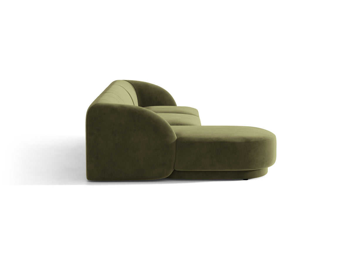 Narożnik aksamitny 4-osobowy lewostronny MILEY zielony – sofa narożna