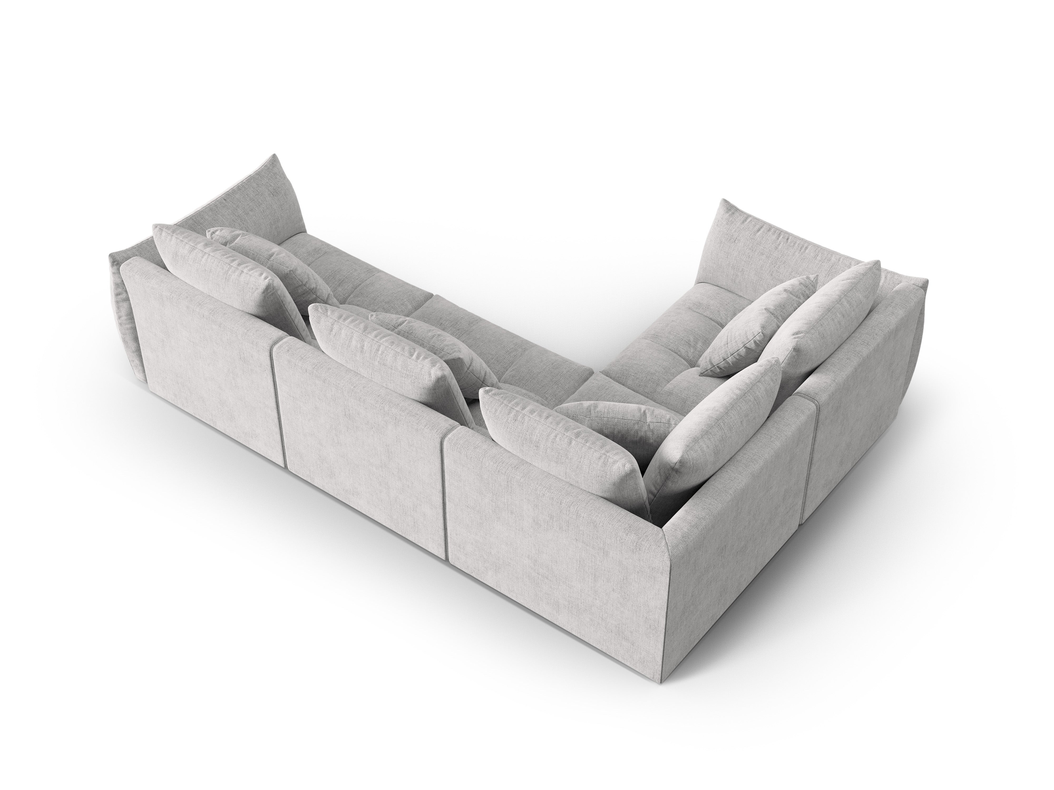 Modulares 3-Sitzer-Ecksofa links BLOOM silberner Chenille
