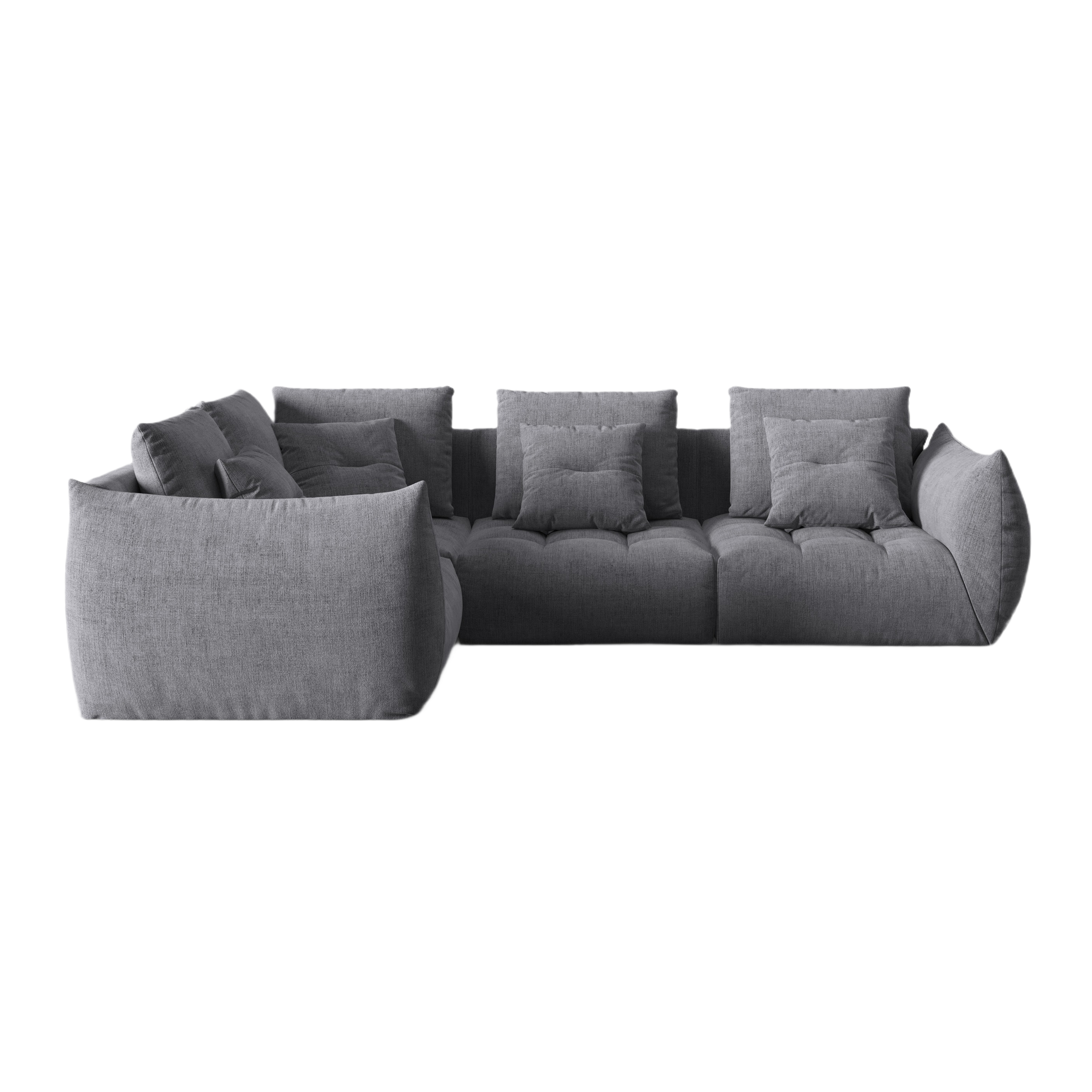 Modulares 3-Sitzer-Ecksofa links BLOOM graues Chenille