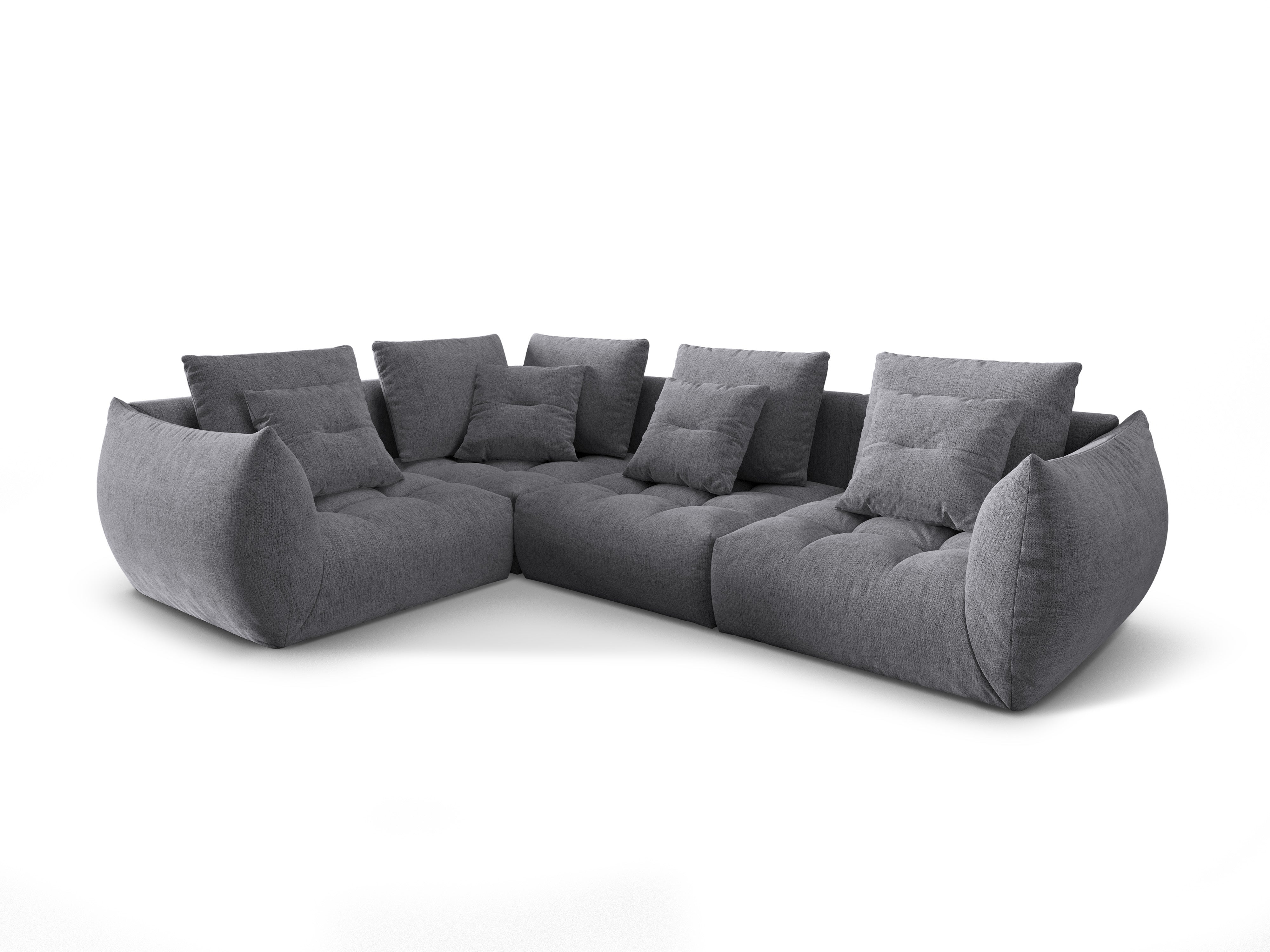 Modulares 3-Sitzer-Ecksofa links BLOOM graues Chenille