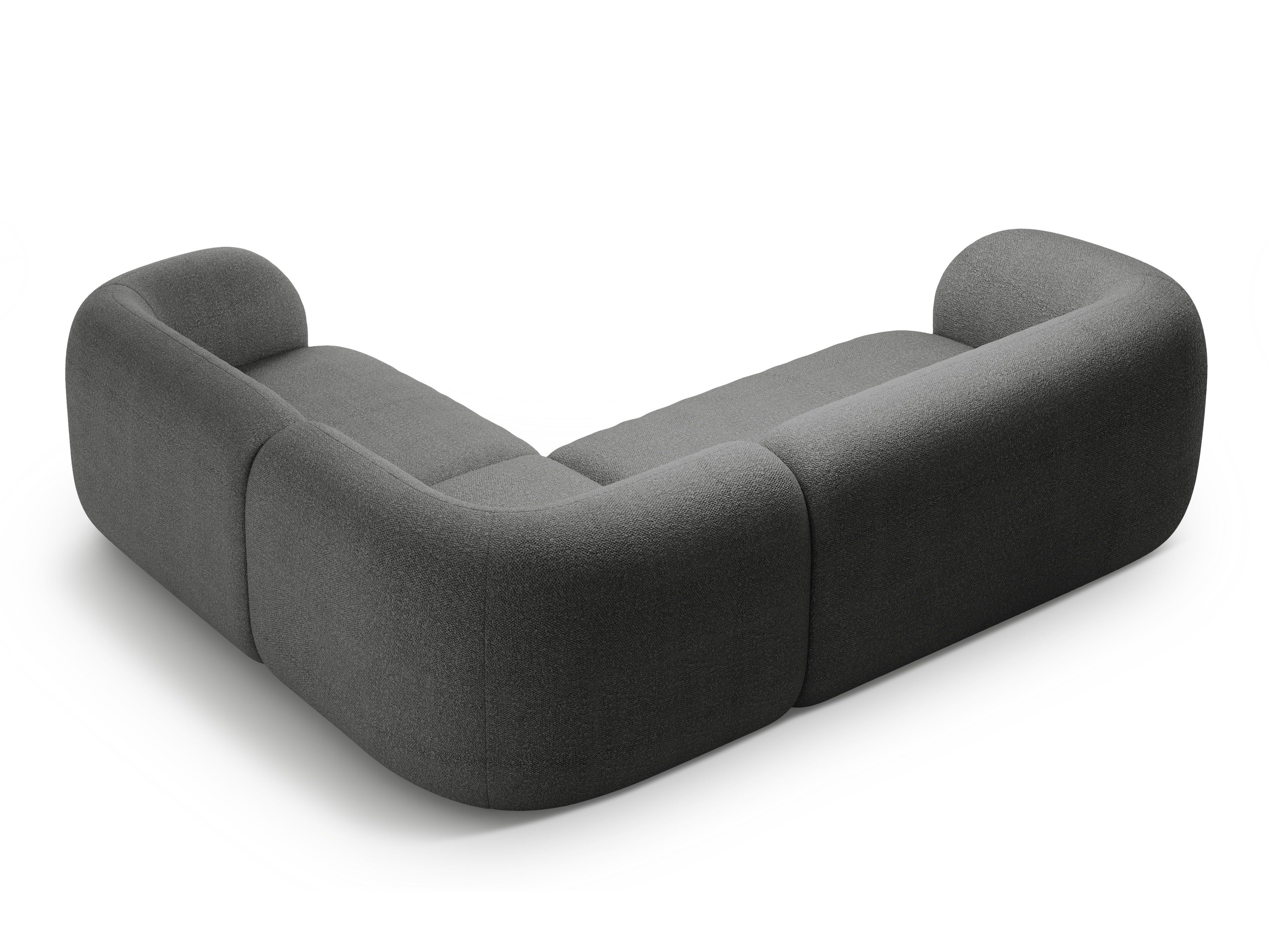 Right-facing 4-seater corner sofa KATE dark gray boucle