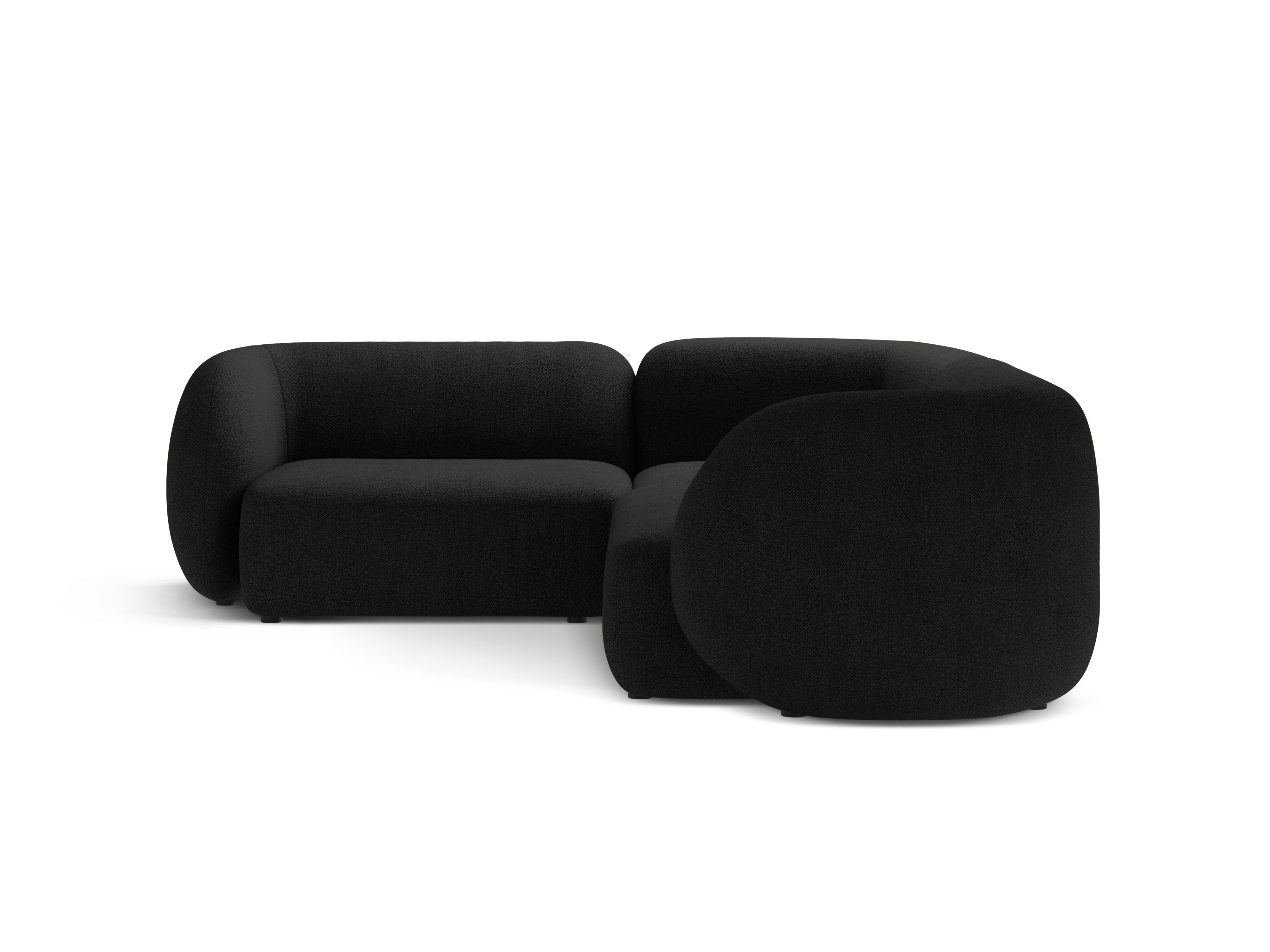 Left-sided corner sofa for 4 people KATE black boucle